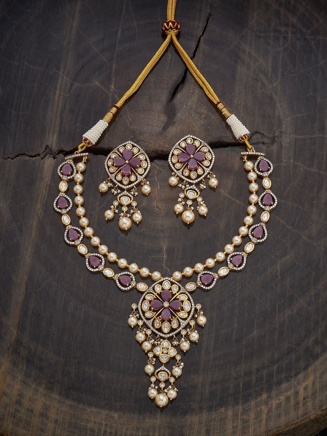 Kushal's Fashion Jewellery Victorian-Plated Kundan Studded & Beaded Jewellery Set, Gold
Kushal's Fashion Jewellery Victorian-Plated Kundan Studded & Beaded Jewellery Set, Gold