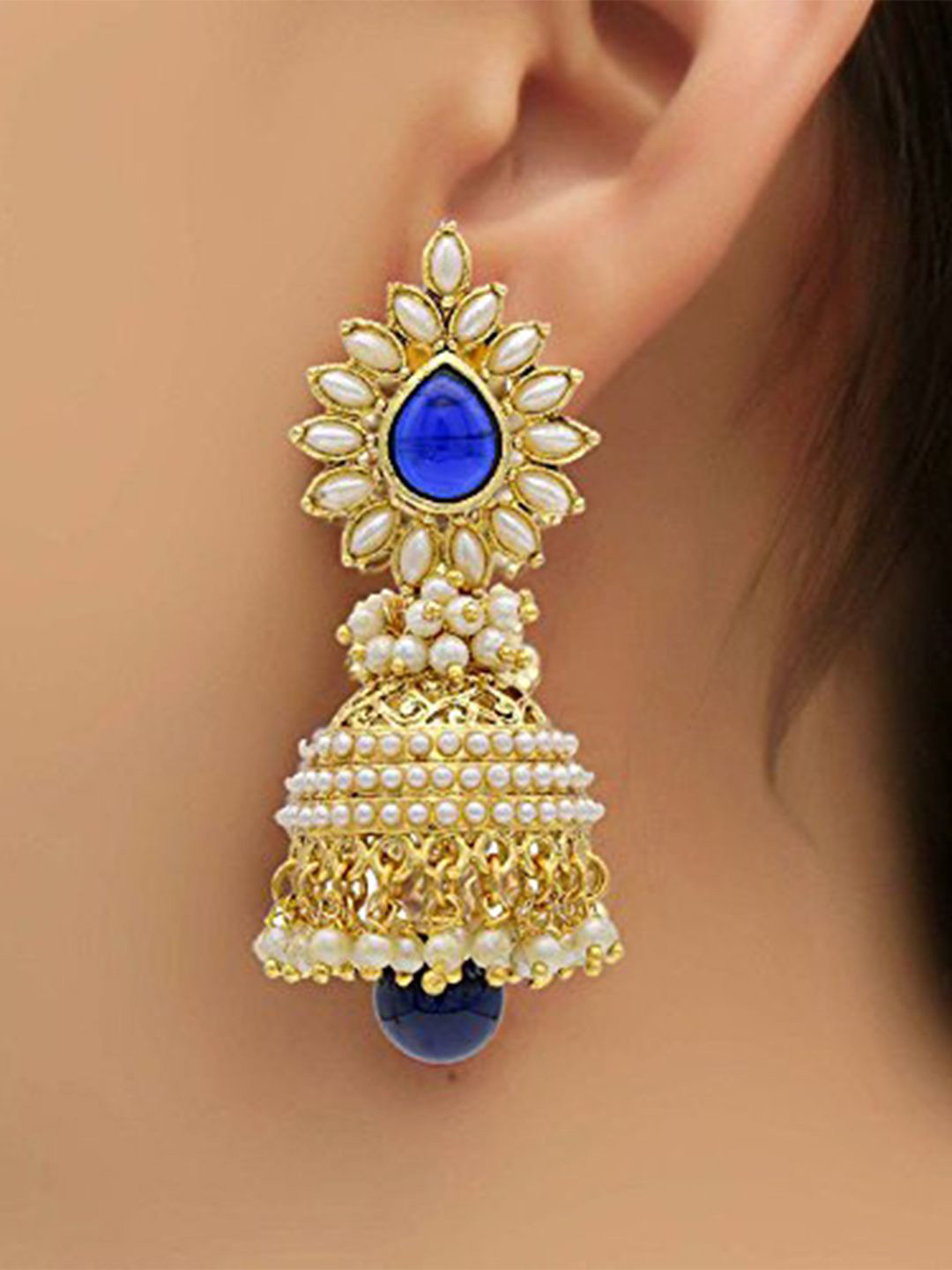 DIVASTRI Gold-Plated Artificial Stones Studded And Beaded Dome Shaped Jhumkas Earrings, Off white
DIVASTRI Gold-Plated Artificial Stones Studded And Beaded Dome Shaped Jhumkas Earrings, Off white
