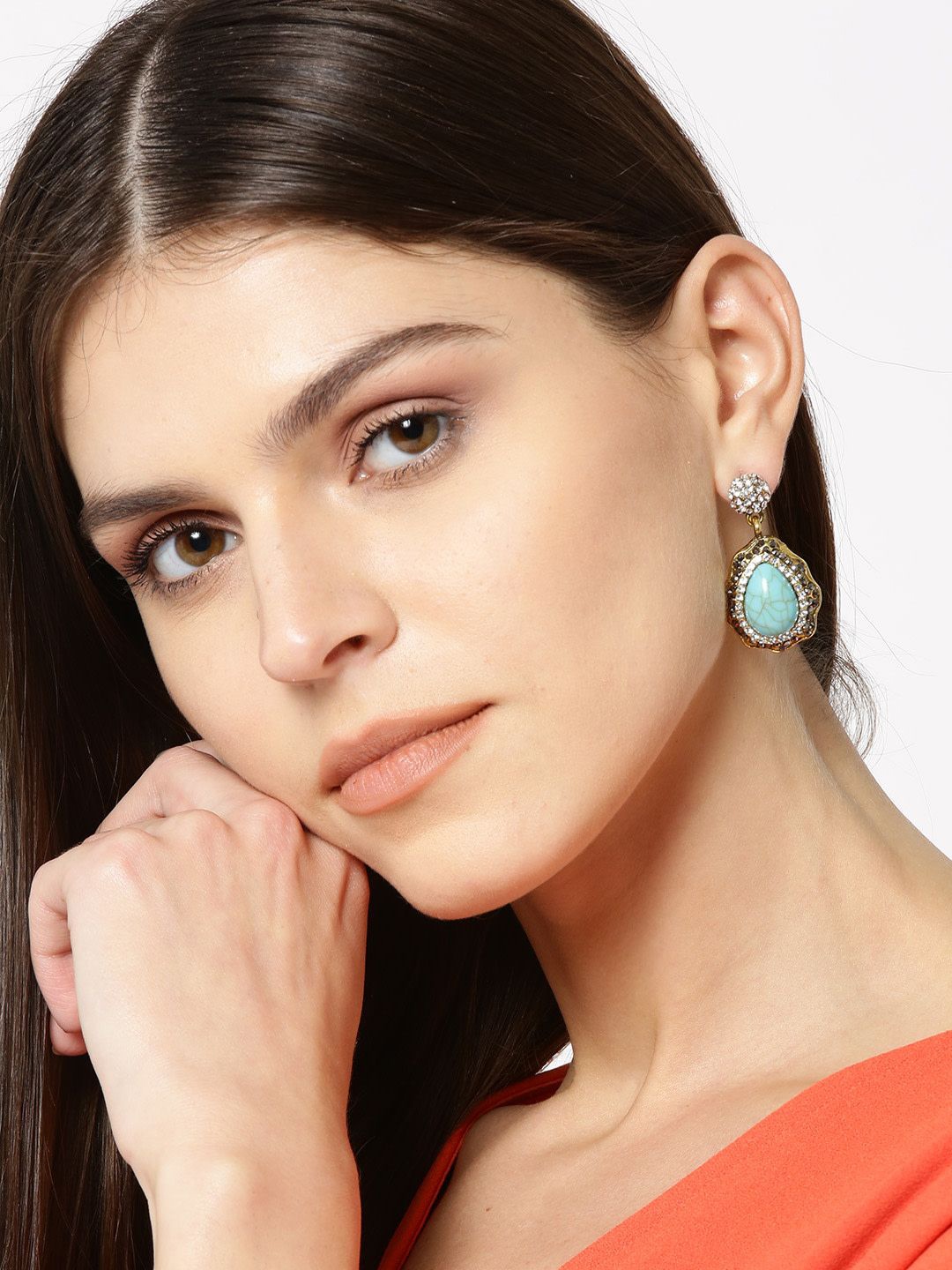 DIVASTRI Gold-Plated Artificial Stones Studded Teardrop Drop Earrings, Turquoise blue
DIVASTRI Gold-Plated Artificial Stones Studded Teardrop Drop Earrings, Turquoise blue