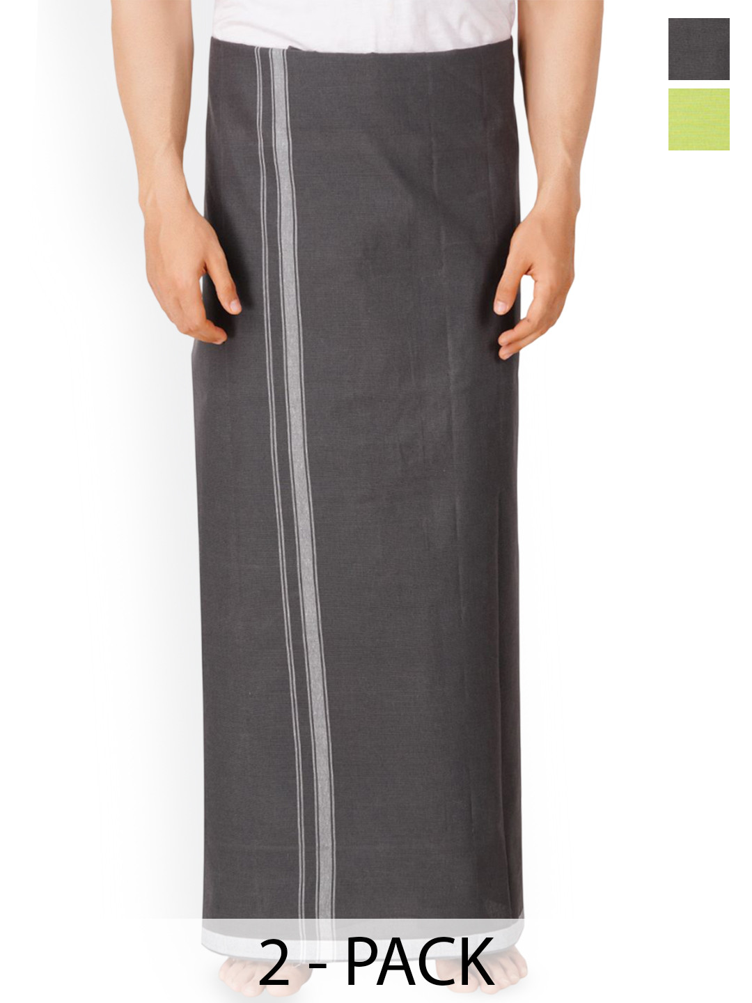 Ethazh Men Pack of 2 Dhotis, Grey
Ethazh Men Pack of 2 Dhotis, Grey