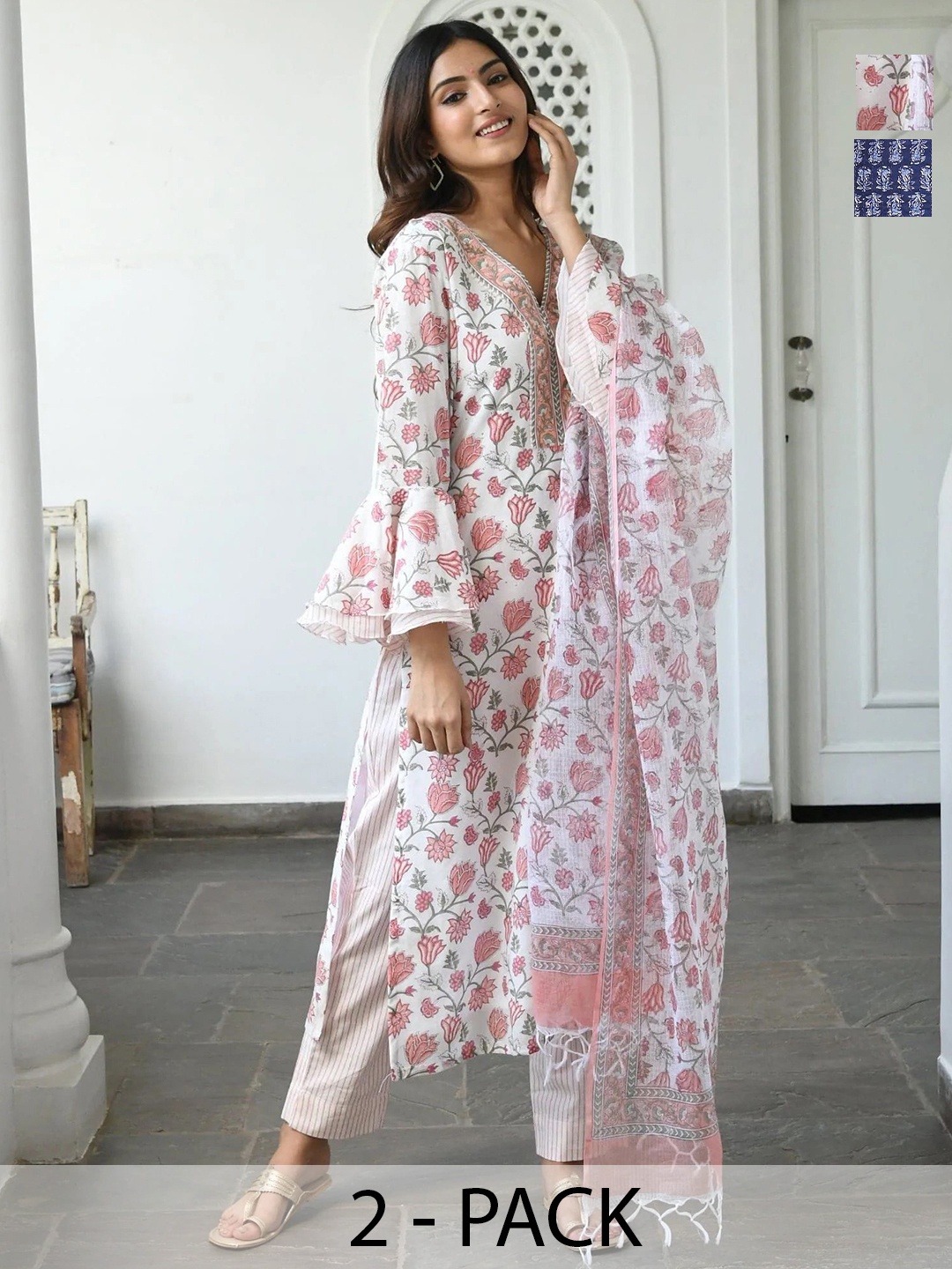 KALINI Women Ethnic Motifs Printed Regular Kurta with Trousers & With Dupatta, White
KALINI Women Ethnic Motifs Printed Regular Kurta with Trousers & With Dupatta, White