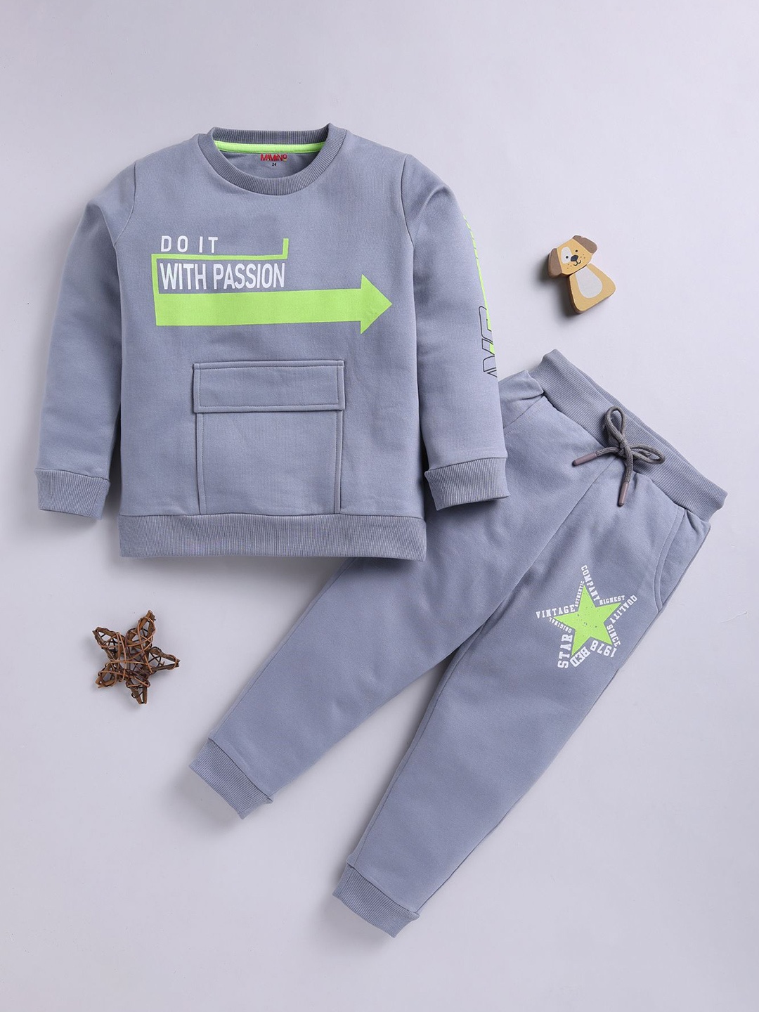 MIMINO Kids Typography Printed Round Neck Long Sleeves Sweatshirt With Joggers, Grey
MIMINO Kids Typography Printed Round Neck Long Sleeves Sweatshirt With Joggers, Grey