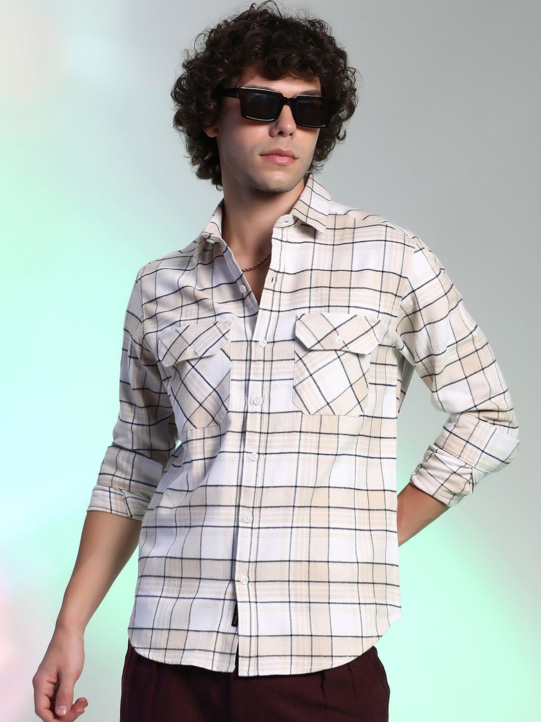 Campus Sutra Men Comfort Fit Spread Collar Grid Tattersall Checked Cotton Casual Shirt, Beige
Campus Sutra Men Comfort Fit Spread Collar Grid Tattersall Checked Cotton Casual Shirt, Beige