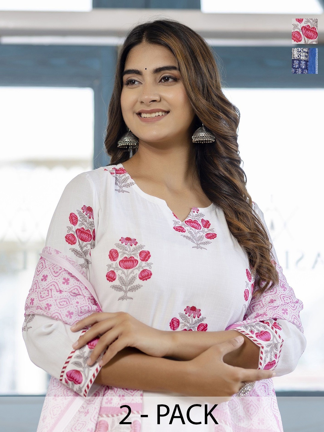 KALINI Selection Of 2 Ethnic Motifs Printed Sequinned Kurtas With Trousers And Dupattas, Blue
KALINI Selection Of 2 Ethnic Motifs Printed Sequinned Kurtas With Trousers And Dupattas, Blue