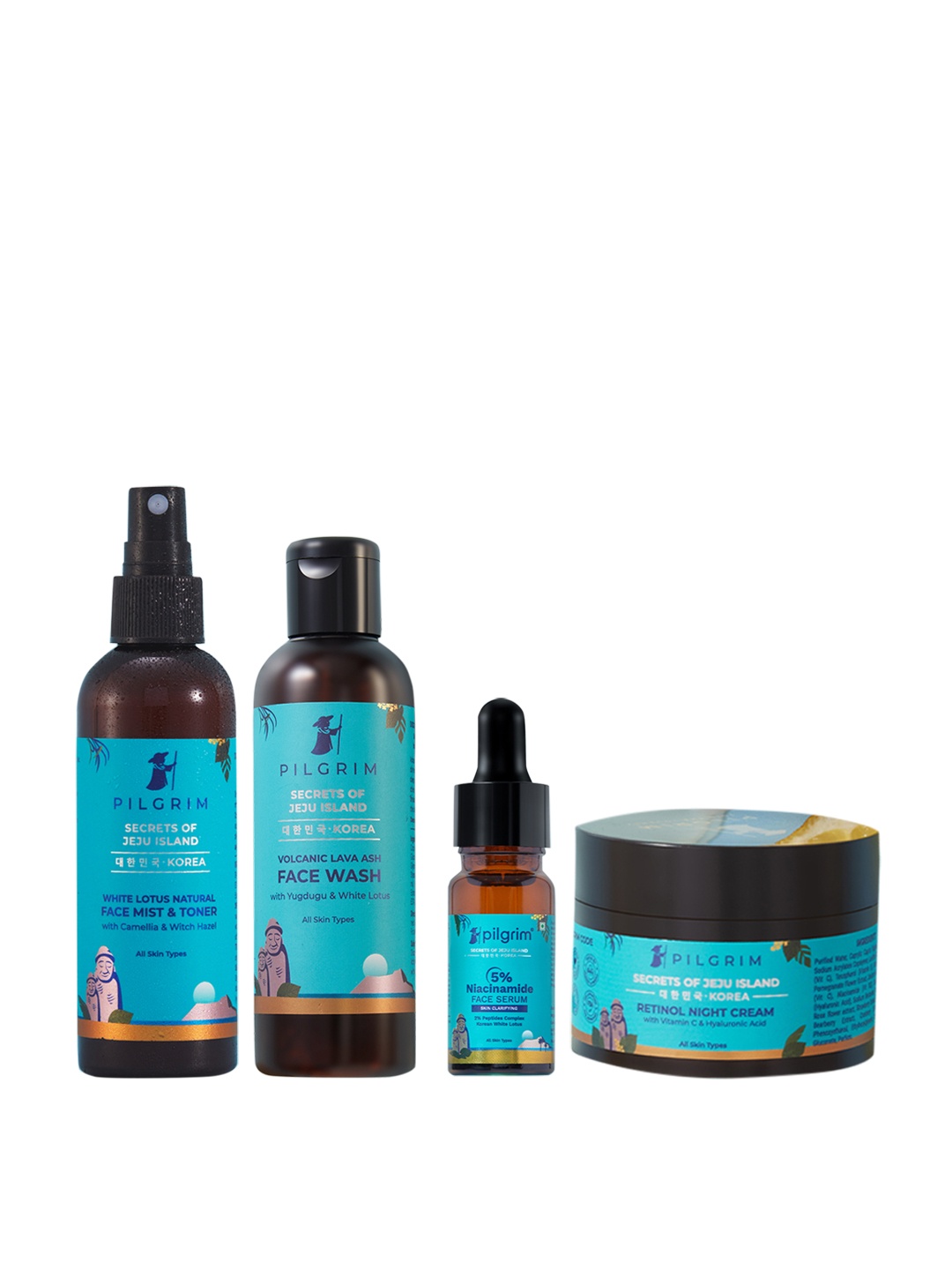 Pilgrim White Lotus & Hyaluronic Acid Skin Care Combo - Face Wash + Mist + Serum + Cream, Teal
Pilgrim White Lotus & Hyaluronic Acid Skin Care Combo - Face Wash + Mist + Serum + Cream, Teal
