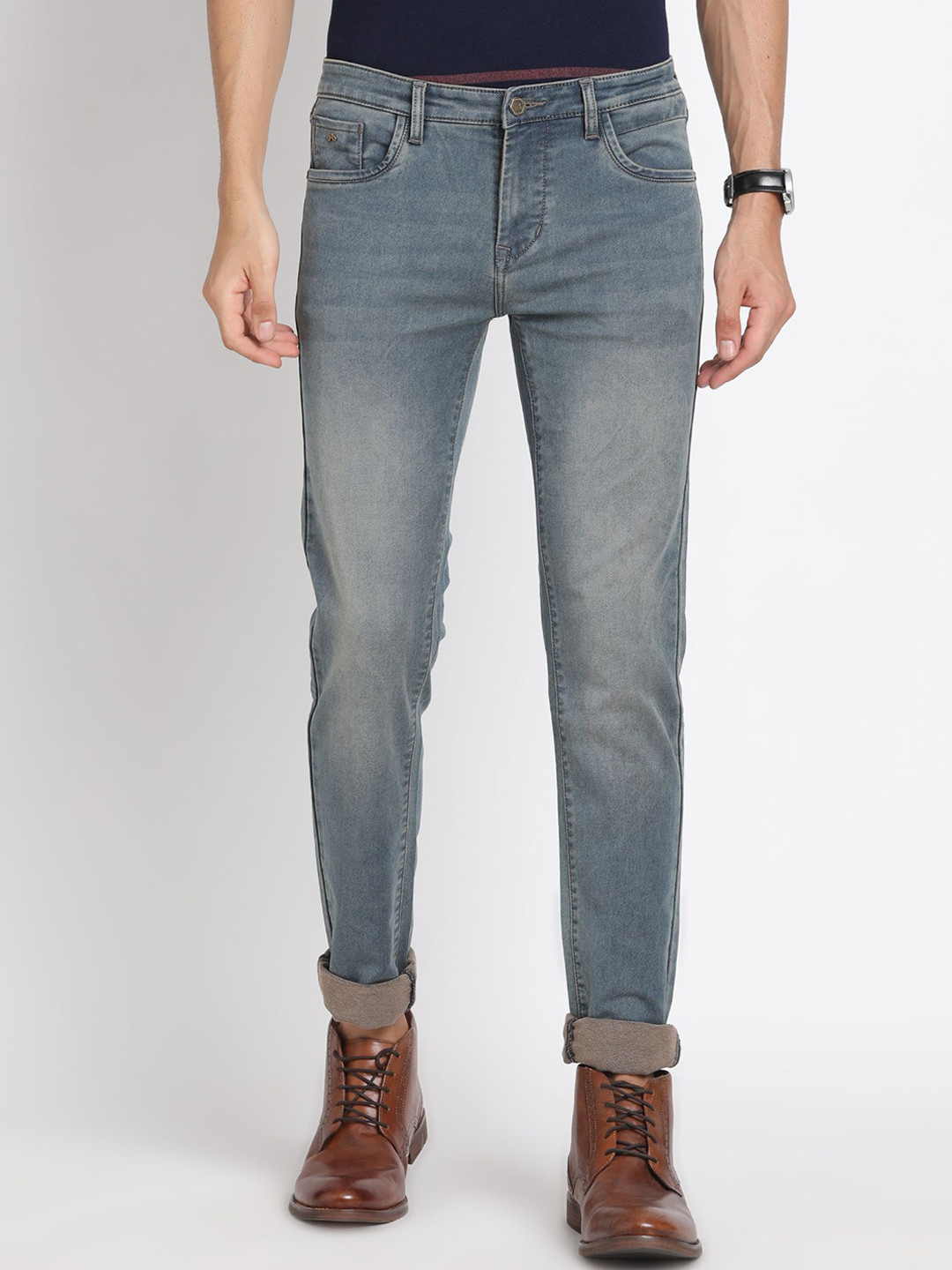 Turtle Men Narrow Tapered Fit Heavy Fade Stretchable Jeans, Blue
Turtle Men Narrow Tapered Fit Heavy Fade Stretchable Jeans, Blue