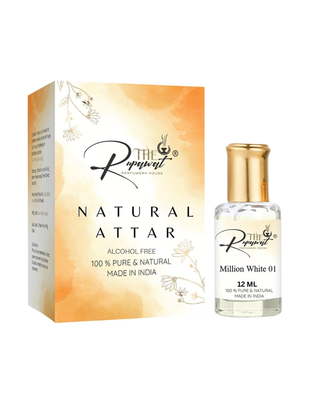 THE RUPAWAT Perfumery House Million White 01 Natural & Alcohol-Free Attar - 12 ml, Transparent
THE RUPAWAT Perfumery House Million White 01 Natural & Alcohol-Free Attar - 12 ml, Transparent