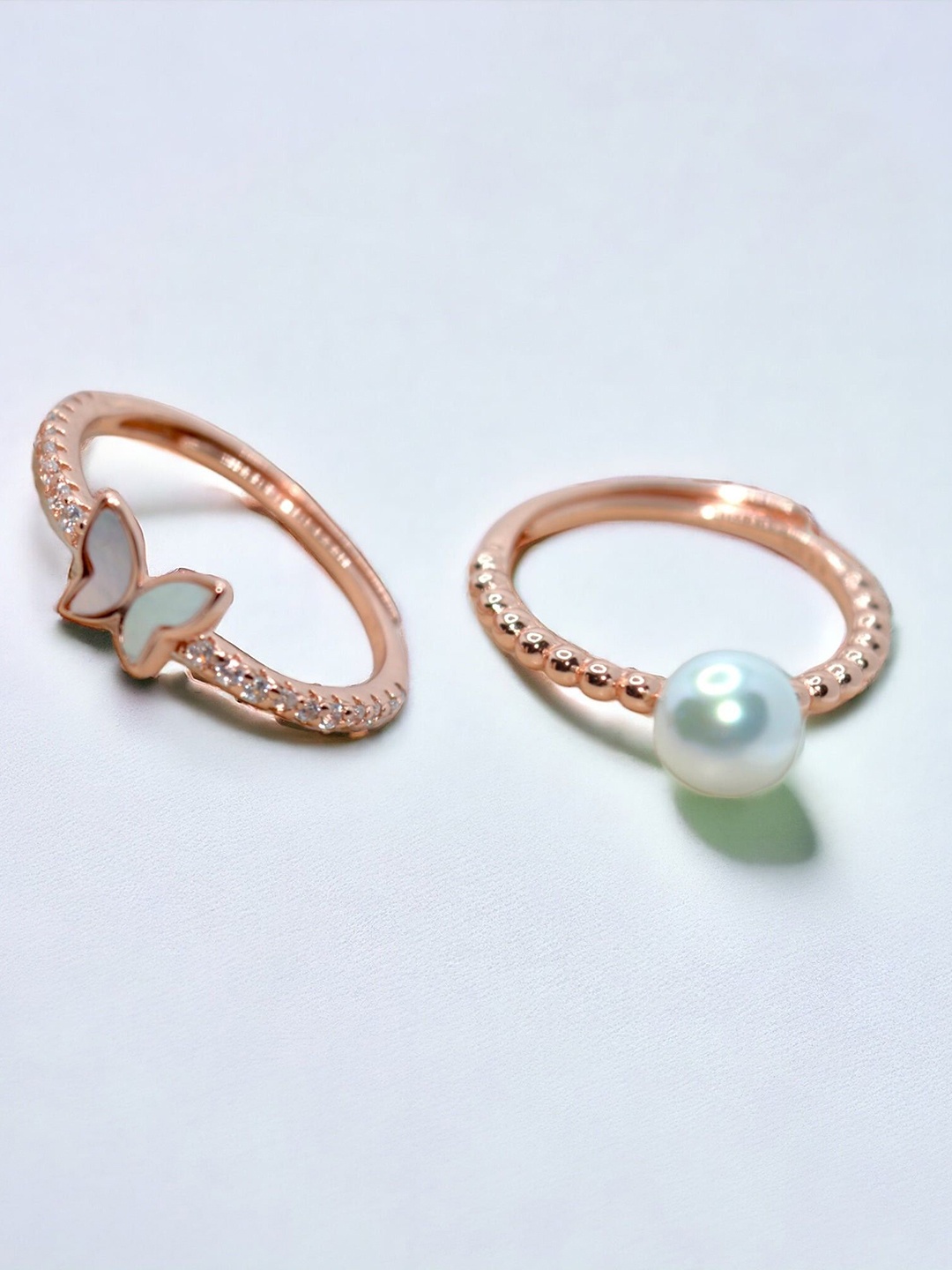 Luxevogue Set of 2 Sterling Silver Rose Gold-Plated CZ-Stone Studded Duo Finger Ring
Luxevogue Set of 2 Sterling Silver Rose Gold-Plated CZ-Stone Studded Duo Finger Ring