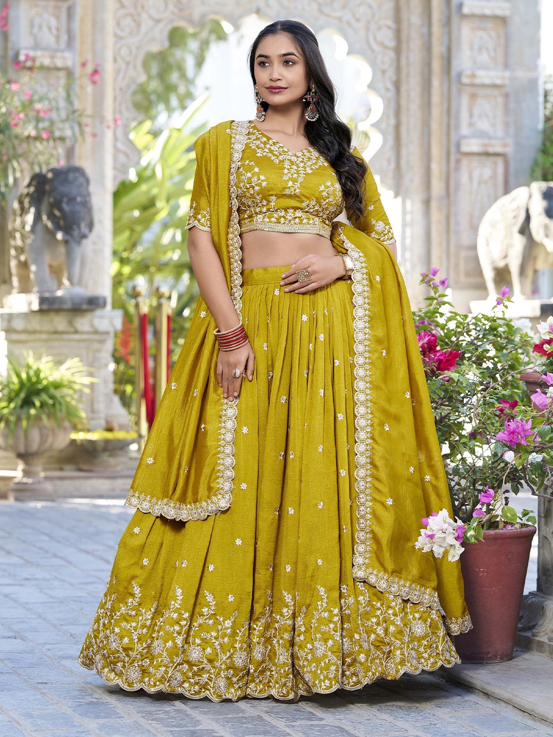 LOOKNBOOK ART Embroidered Silk Ready to Wear Lehenga & Unstitched Blouse With Dupatta, Mustard
LOOKNBOOK ART Embroidered Silk Ready to Wear Lehenga & Unstitched Blouse With Dupatta, Mustard