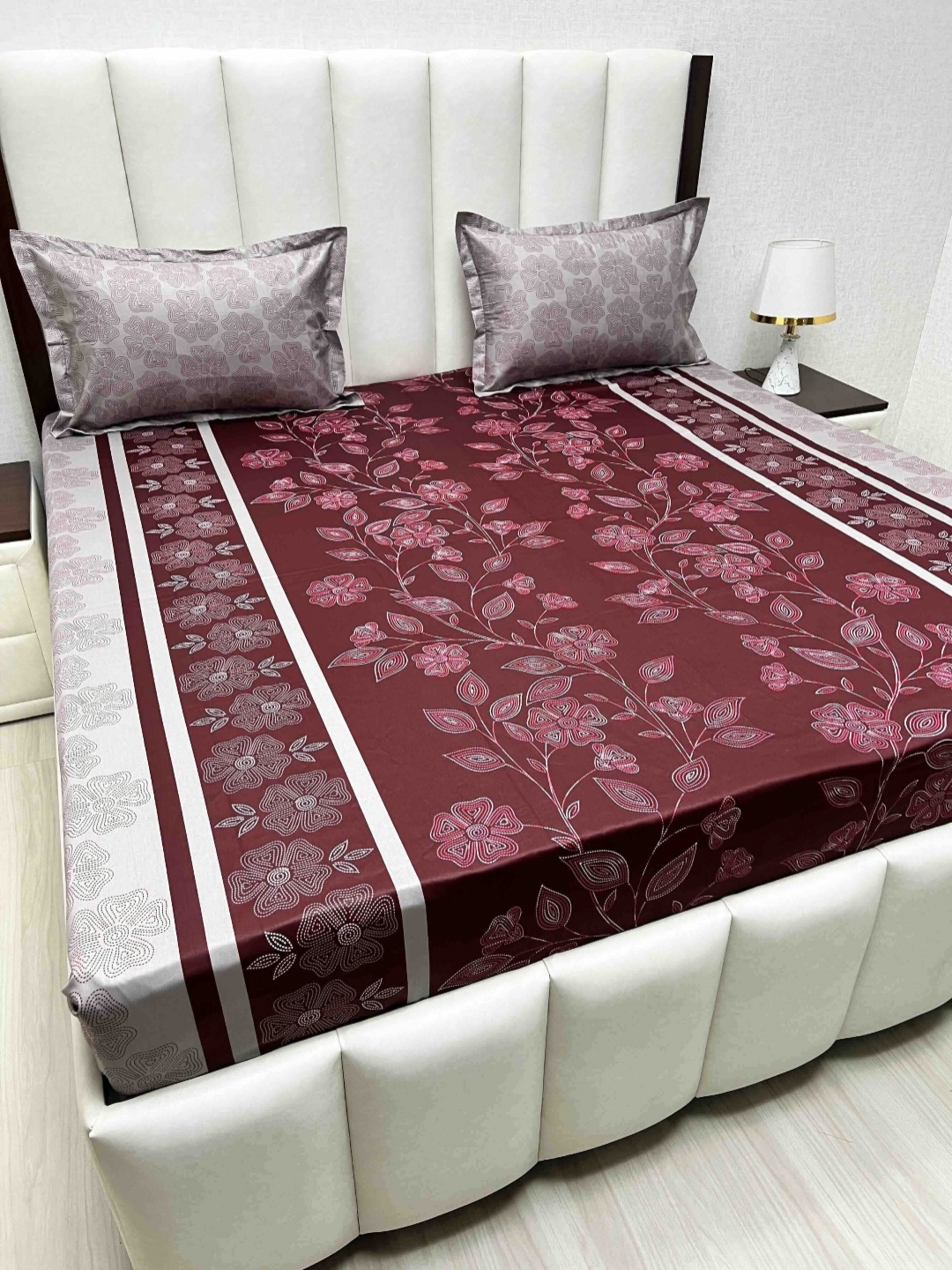 Pure Decor VelarSib Maroon Floral Printed Pure Cotton 400TC King Bedsheet Set 2.74 x 2.74m
Pure Decor VelarSib Maroon Floral Printed Pure Cotton 400TC King Bedsheet Set 2.74 x 2.74m