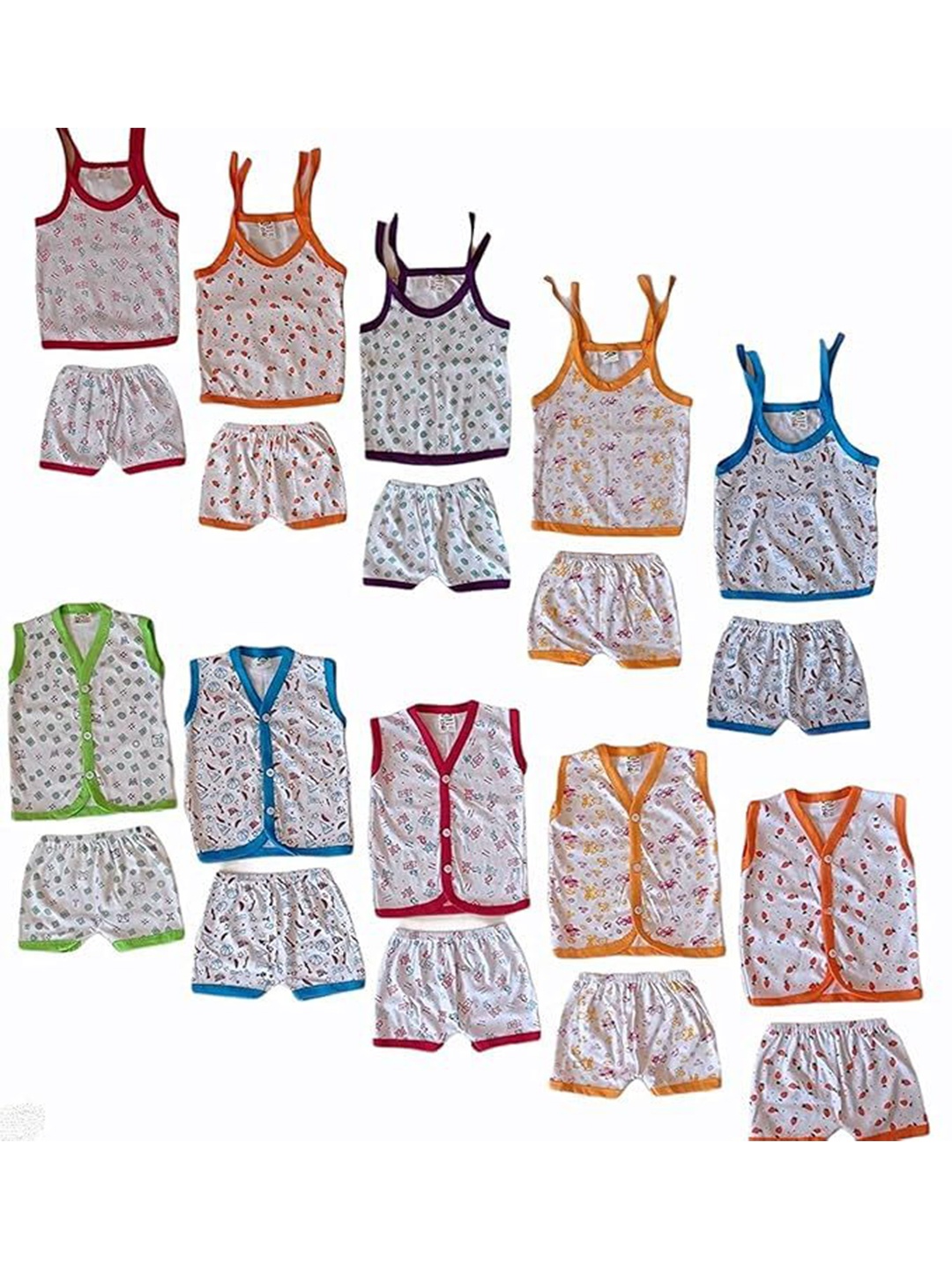 Suman Tex Unisex Kids Pack Of 10 Printed Shoulder Straps Neck Top With Trouser, White
Suman Tex Unisex Kids Pack Of 10 Printed Shoulder Straps Neck Top With Trouser, White