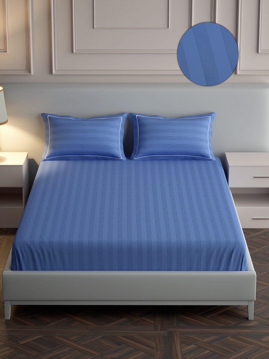 Mulberry Living Elysian Stripes 300TC Queen Size 100% Cotton Bedsheet with 2 Pillow Covers, Navy blue
Mulberry Living Elysian Stripes 300TC Queen Size 100% Cotton Bedsheet with 2 Pillow Covers, Navy blue