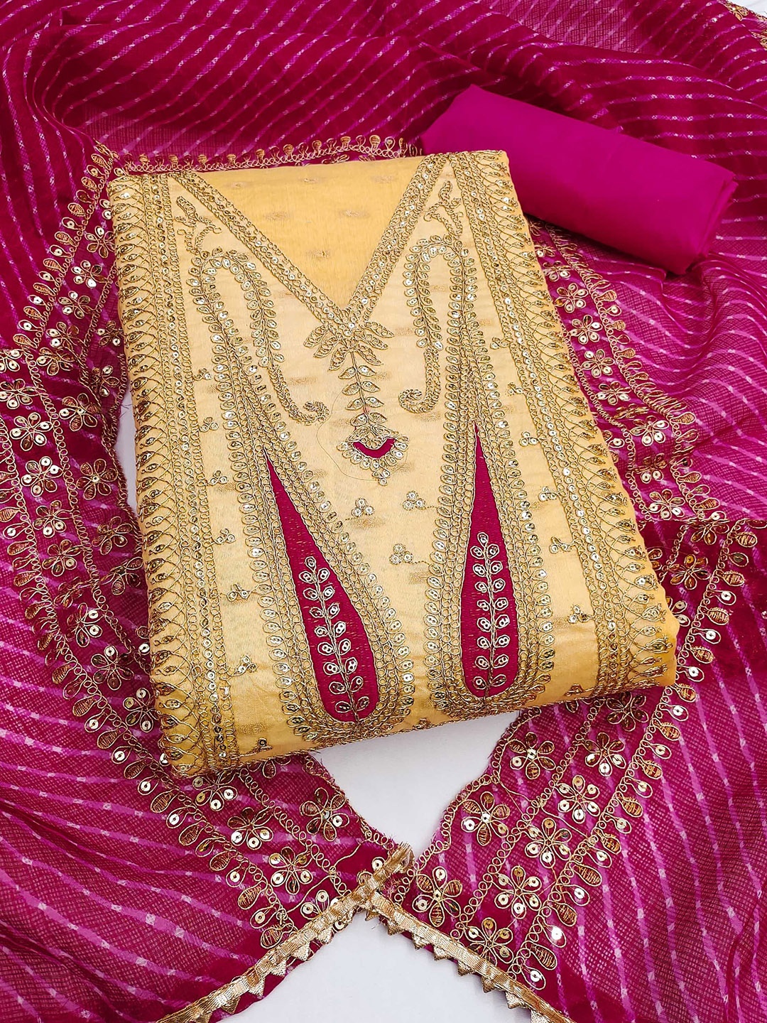 Panzora Paisley Embroidered Sequinned Chanderi Silk Unstitched Dress Material, Cream
Panzora Paisley Embroidered Sequinned Chanderi Silk Unstitched Dress Material, Cream