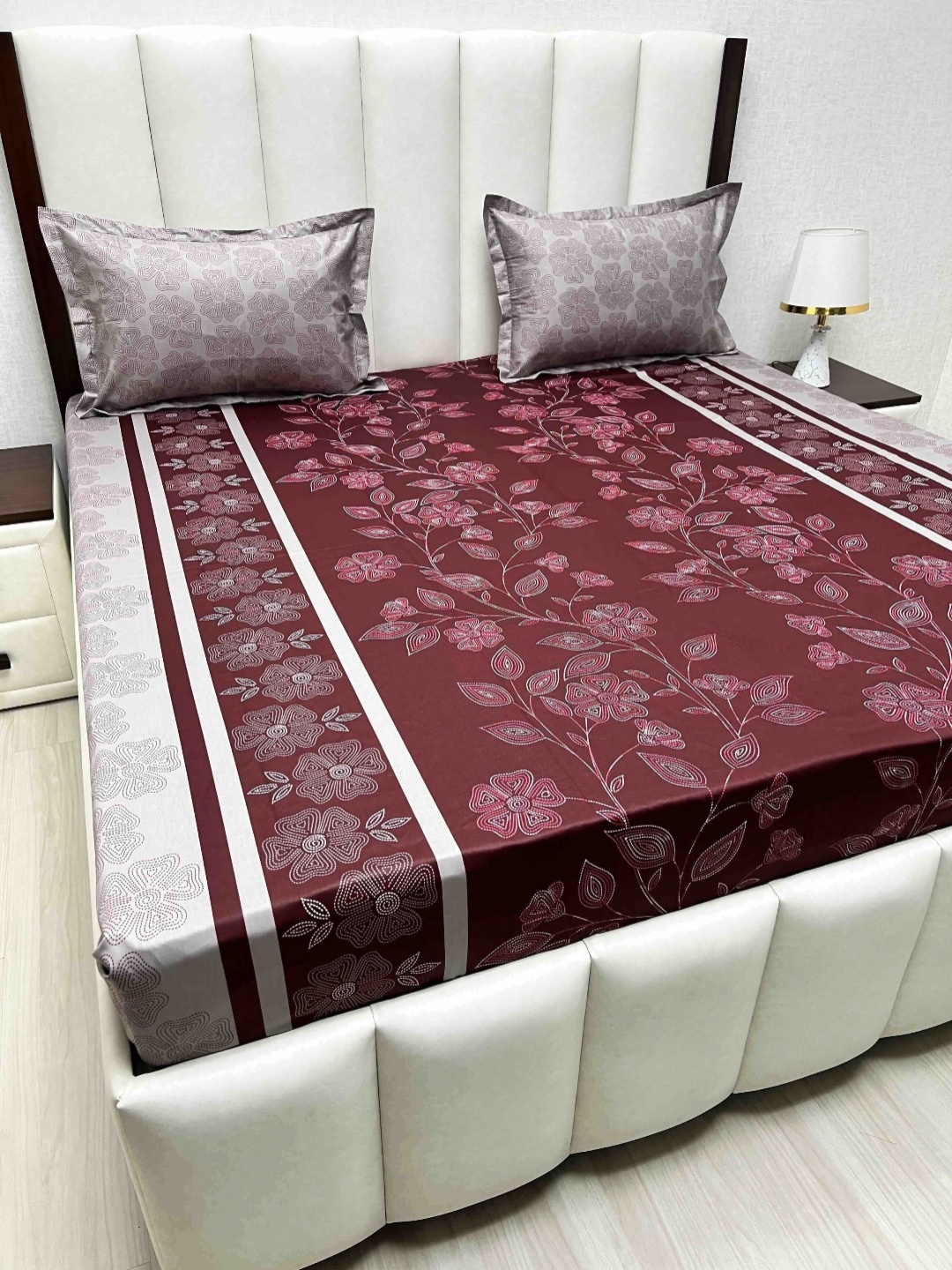 Pure Decor Velar Sib Maroon Printed Pure Cotton 260 TC King Bedsheet Set 2.74 x 2.74 m
Pure Decor Velar Sib Maroon Printed Pure Cotton 260 TC King Bedsheet Set 2.74 x 2.74 m