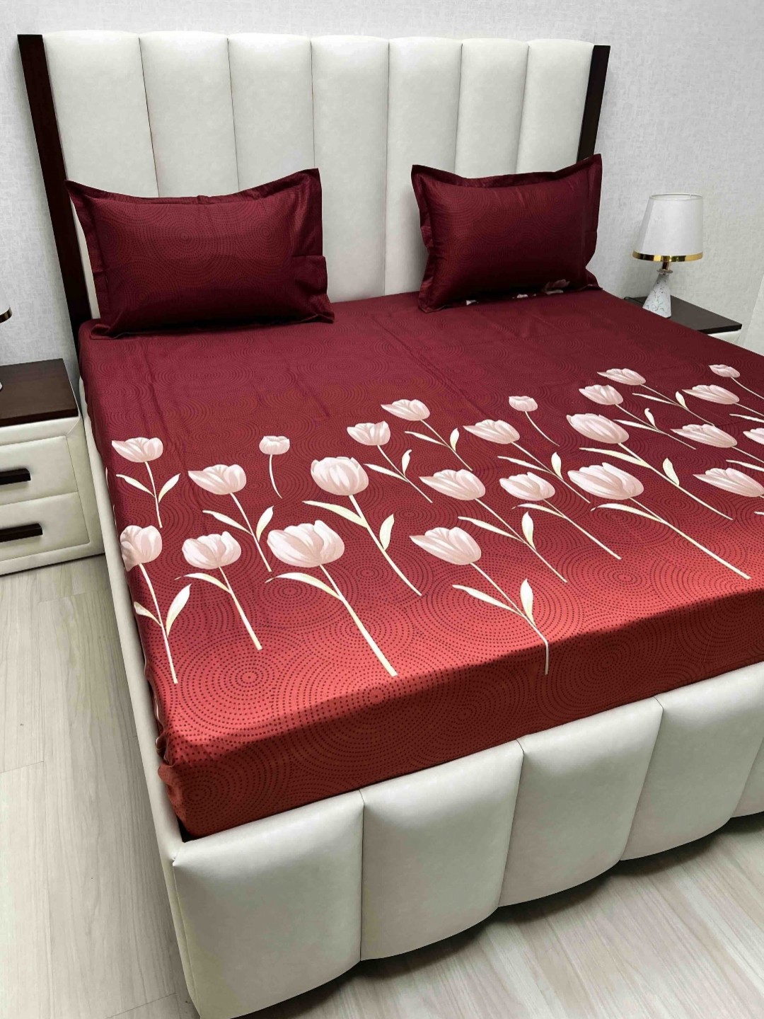 Pure Decor Velar Sib Maroon & White Floral Cotton 230 TC King Bedsheet Set-2.74mx2.74m
Pure Decor Velar Sib Maroon & White Floral Cotton 230 TC King Bedsheet Set-2.74mx2.74m