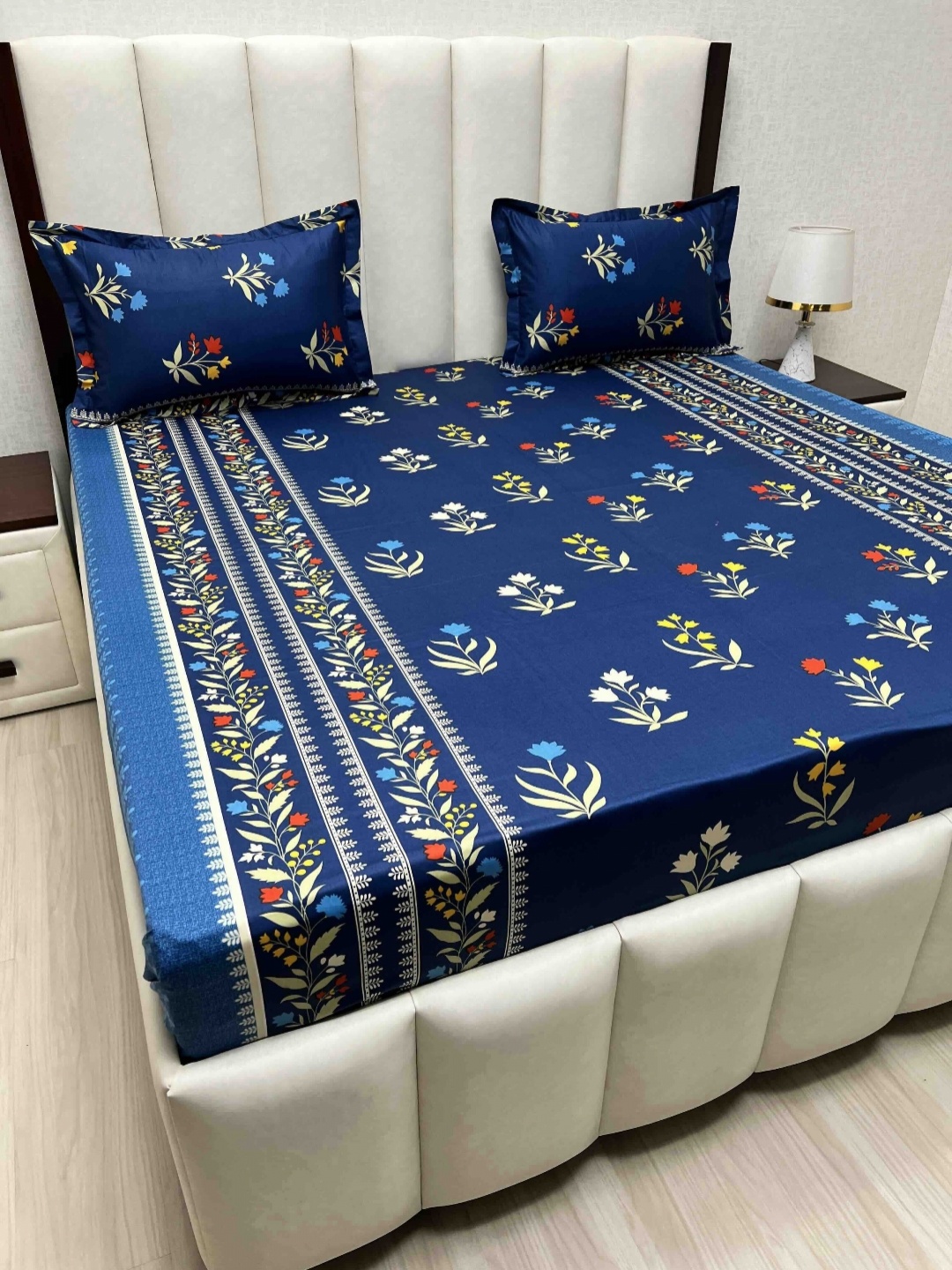 Pure Decor Passion Fur Blue & White Floral Cotton 300 TC Queen Bedsheet Set-2.28mx2.54m
Pure Decor Passion Fur Blue & White Floral Cotton 300 TC Queen Bedsheet Set-2.28mx2.54m