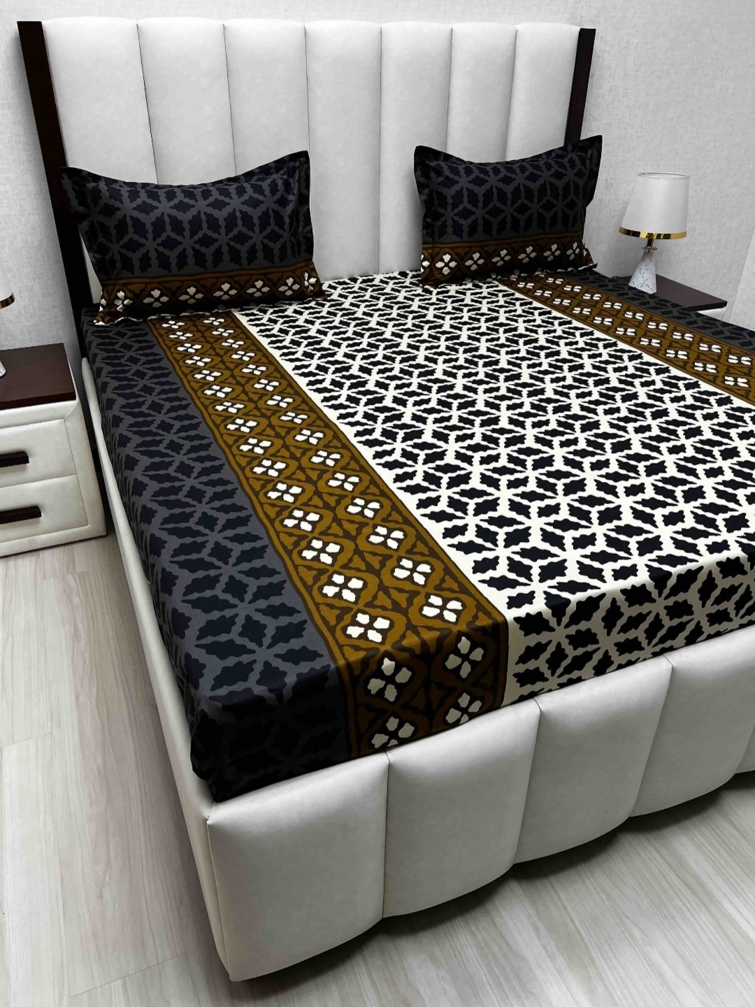 Pure Decor Passion Fur Brown & White Geometric Cotton 300TC Queen Bedsheet Set-2.28mx2.54m
Pure Decor Passion Fur Brown & White Geometric Cotton 300TC Queen Bedsheet Set-2.28mx2.54m
