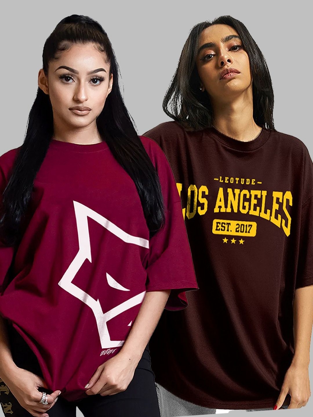 Leotude Women Pack Of 2 Typography Printed Round Neck Cotton Oversized T-shirts, Maroon
Leotude Women Pack Of 2 Typography Printed Round Neck Cotton Oversized T-shirts, Maroon