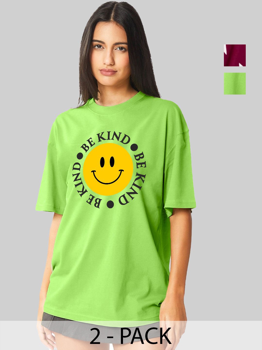 Leotude Women Pack Of 2 Typography Printed Round Neck Cotton Oversized T-shirts, Green
Leotude Women Pack Of 2 Typography Printed Round Neck Cotton Oversized T-shirts, Green