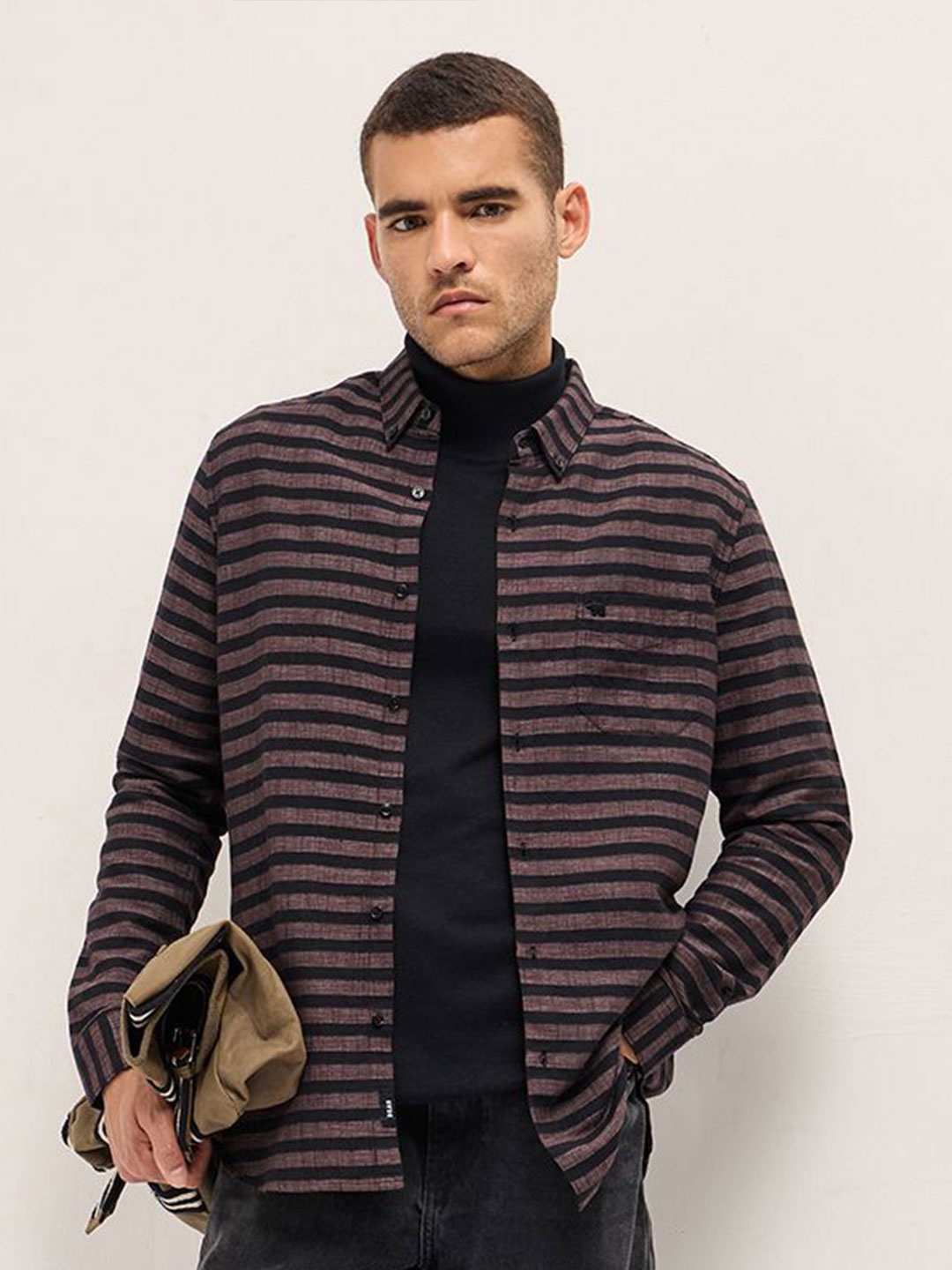 THE BEAR HOUSE Men Slim Fit Button-Down Collar Horizontal Striped Casual Shirt, Brown
THE BEAR HOUSE Men Slim Fit Button-Down Collar Horizontal Striped Casual Shirt, Brown