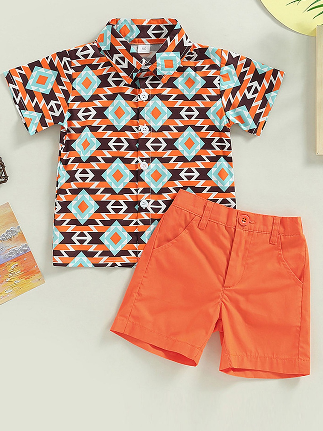 LULU & SKY Boys Printed Shirt Collar Short Sleeves Pure Cotton Shirt With Shorts, Orange
LULU & SKY Boys Printed Shirt Collar Short Sleeves Pure Cotton Shirt With Shorts, Orange