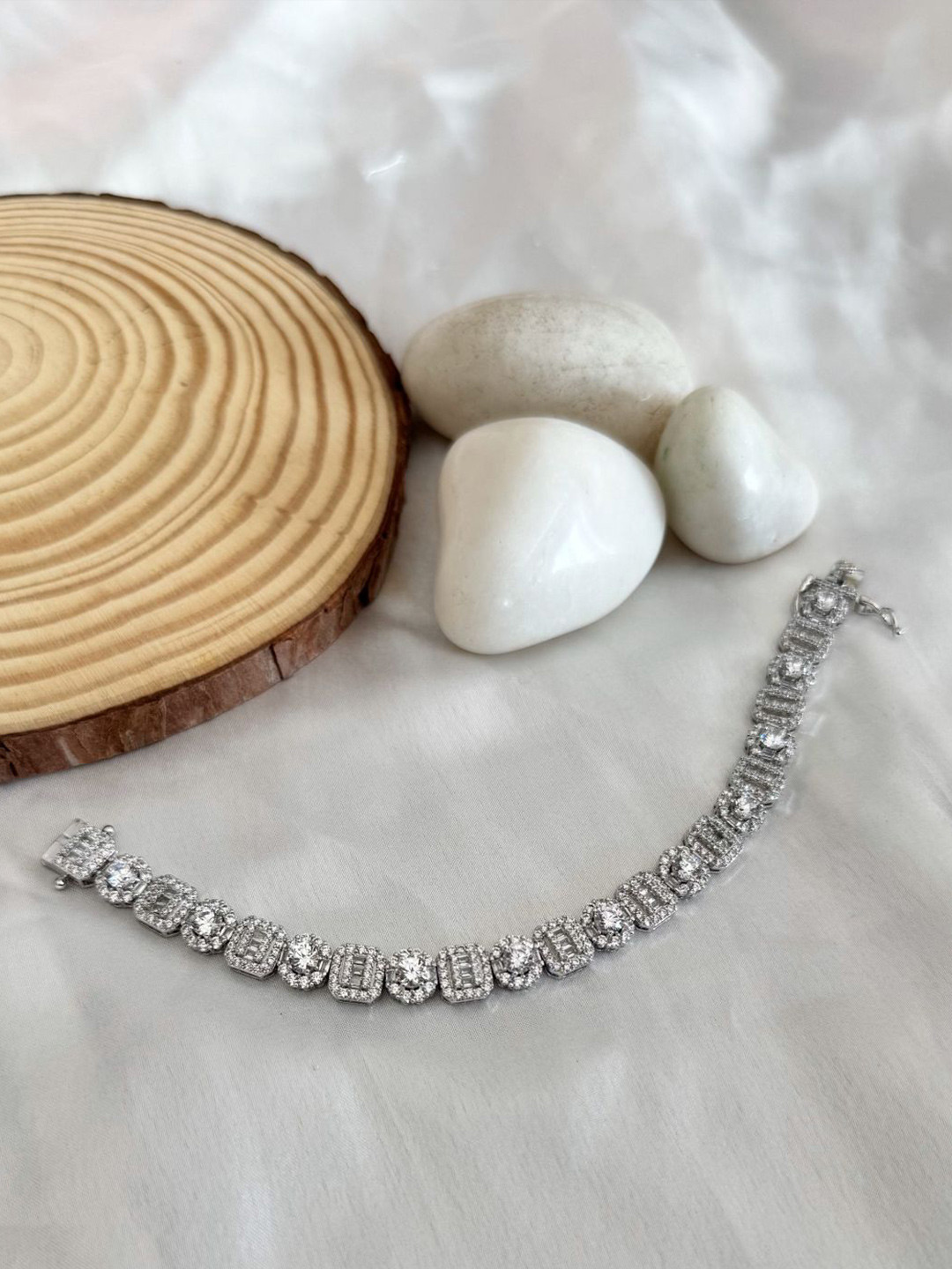 The Jewellery Tale Silver-Plated AD-Stone Studded Adjustable Wraparound Bracelet
The Jewellery Tale Silver-Plated AD-Stone Studded Adjustable Wraparound Bracelet