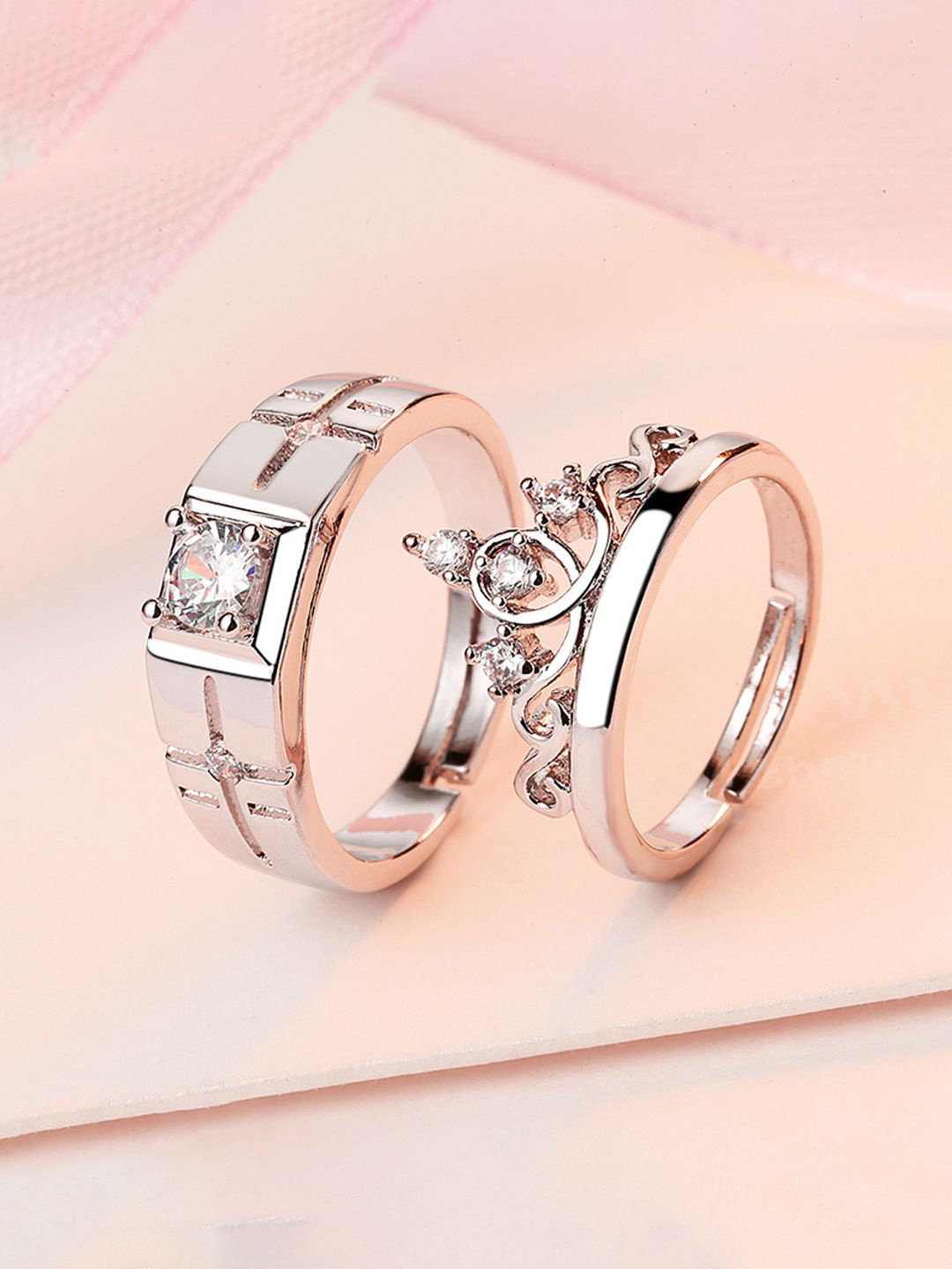 Jewels Galaxy Set Of 2 Silver-Plated Cubic Zirconia Stone-Studded Adjustable Finger Ring
Jewels Galaxy Set Of 2 Silver-Plated Cubic Zirconia Stone-Studded Adjustable Finger Ring