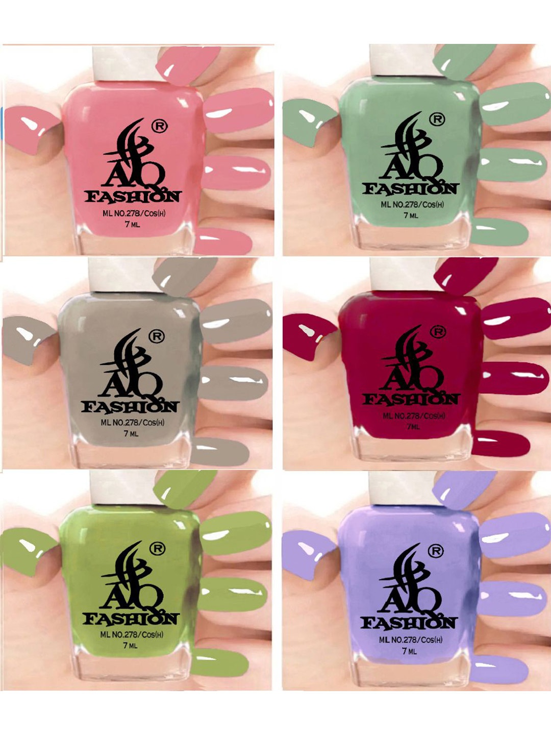 AQ FASHION Set Of 6 Long Lasting Quick Dry Glossy Nail Polish - 7 ml Each, Pink
AQ FASHION Set Of 6 Long Lasting Quick Dry Glossy Nail Polish - 7 ml Each, Pink