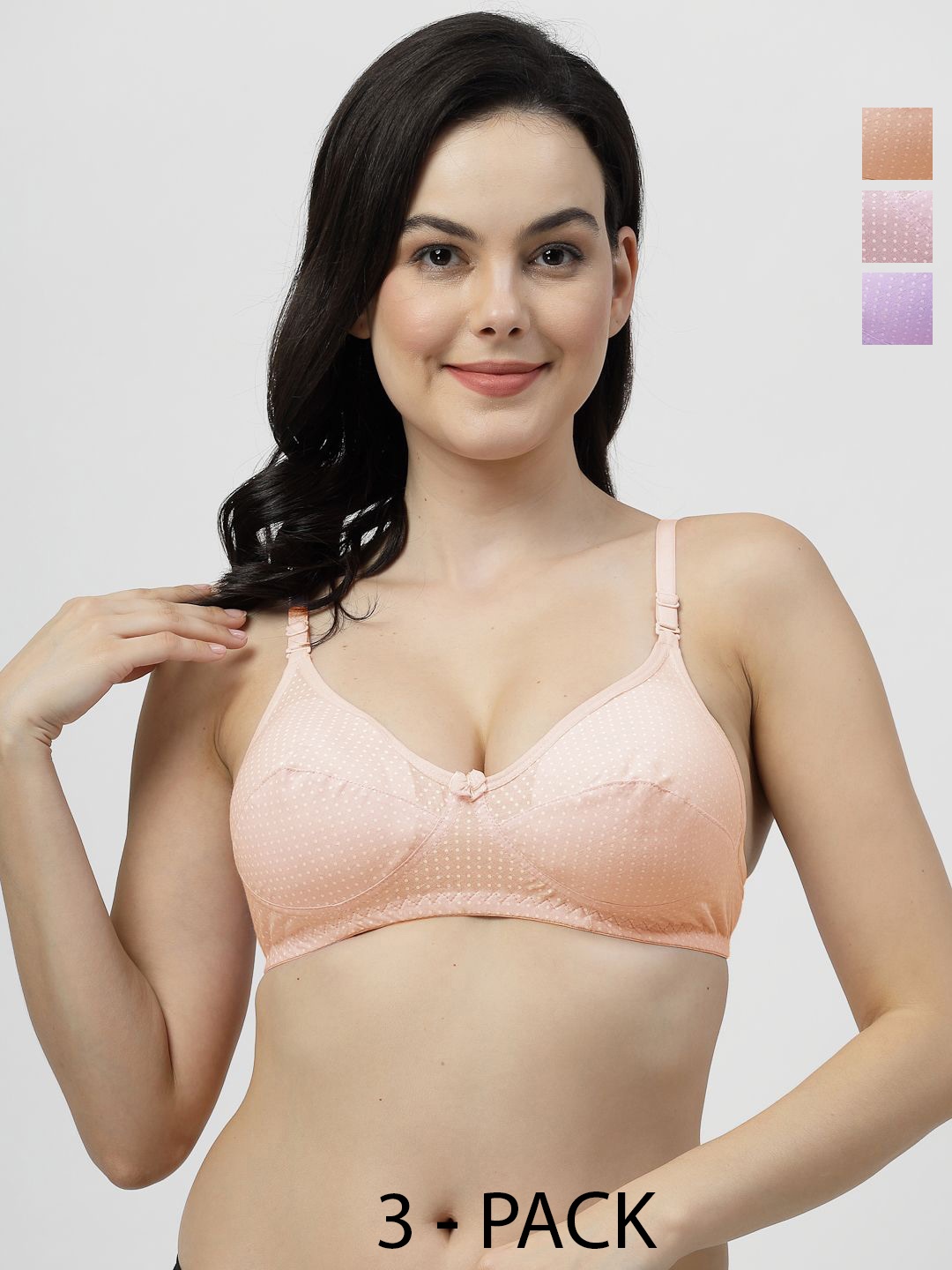SHYAM SONS FLAIR Women Pack of 3 Polka Dot Full Coverage Non-Wired and Non Padded Bra, Pink
SHYAM SONS FLAIR Women Pack of 3 Polka Dot Full Coverage Non-Wired and Non Padded Bra, Pink