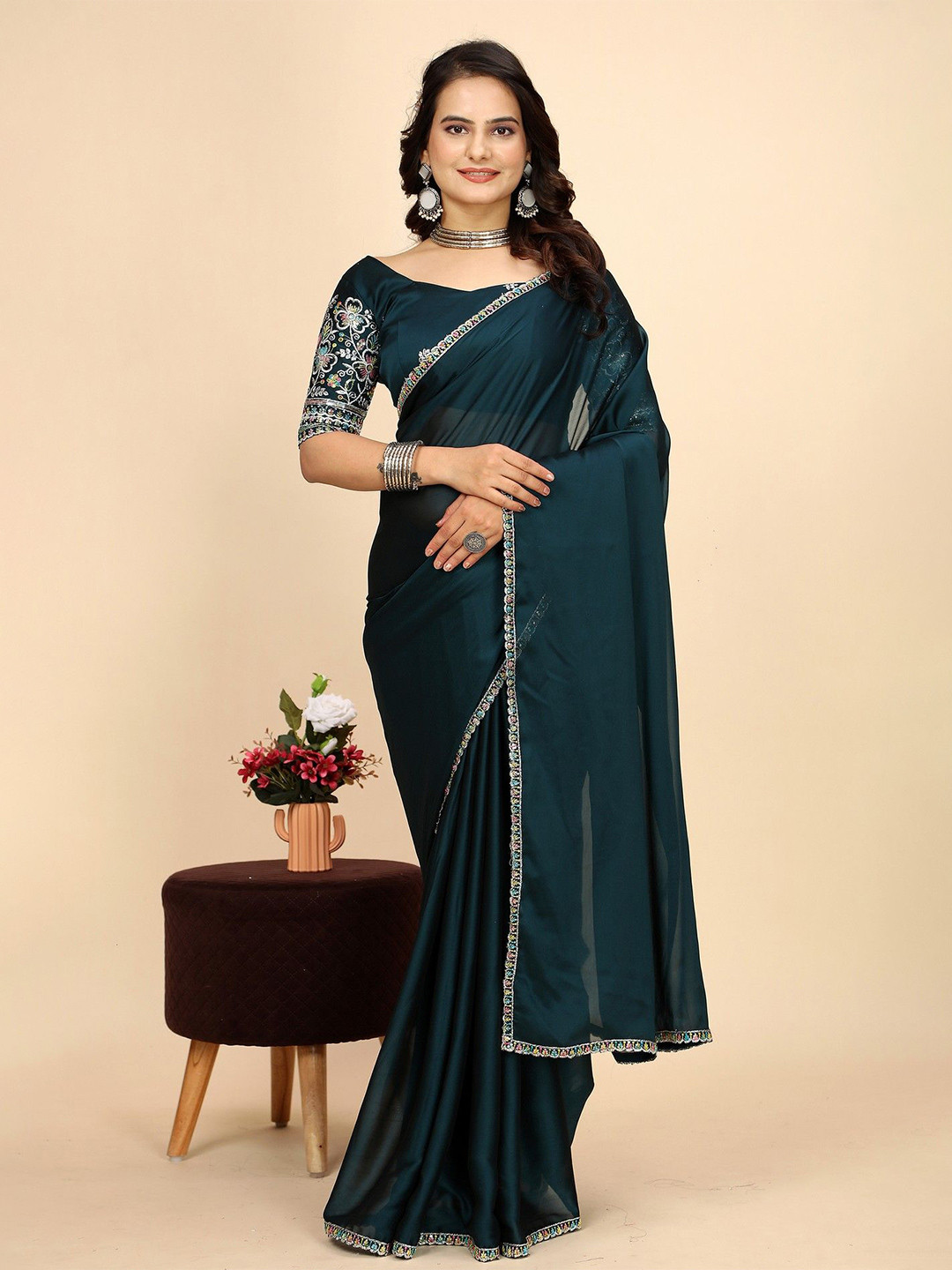 K 5 Fashion Embroidered Sequinned Pure Chiffon Saree, Teal
K 5 Fashion Embroidered Sequinned Pure Chiffon Saree, Teal