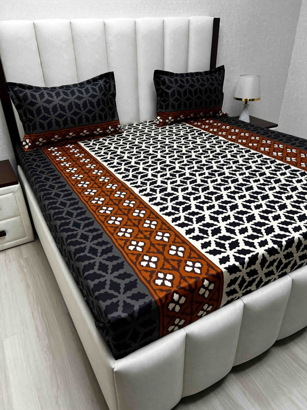 Pure Decor Passion Fur Brown & White Geometric Cotton 230TC Queen Bedsheet Set-2.28mx2.54m
Pure Decor Passion Fur Brown & White Geometric Cotton 230TC Queen Bedsheet Set-2.28mx2.54m