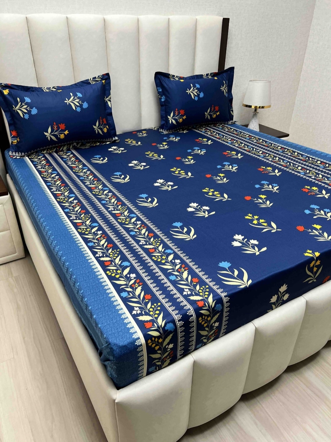 Pure Decor Passion Fur Blue & White Floral Cotton 230TC Queen Bedsheet Set-2.28mx2.54m
Pure Decor Passion Fur Blue & White Floral Cotton 230TC Queen Bedsheet Set-2.28mx2.54m