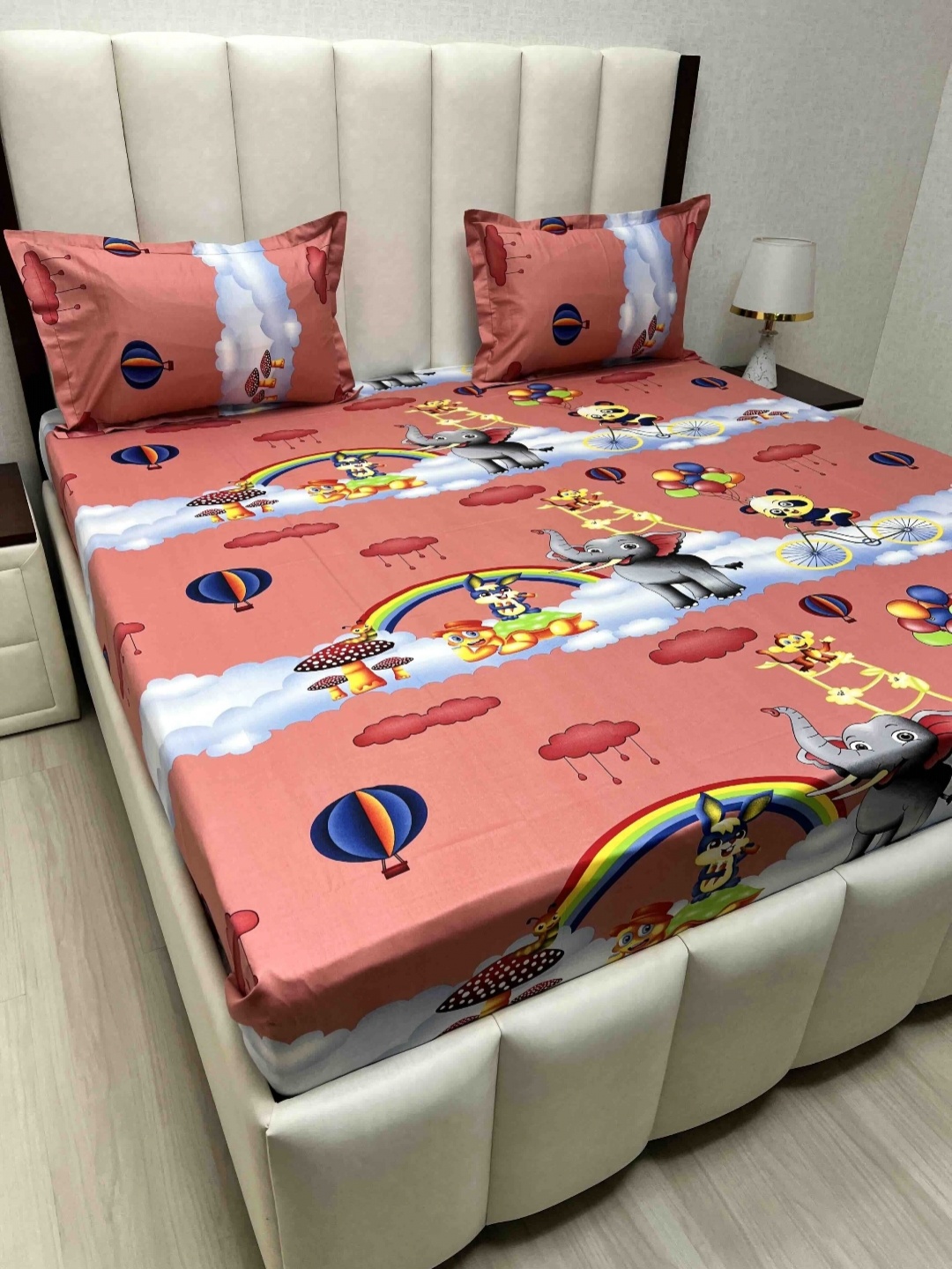 Pure Decor Pink Cartoon Characters Pure Cotton 210 TC Queen Bedsheet Set 2.28 m x 2.54 m
Pure Decor Pink Cartoon Characters Pure Cotton 210 TC Queen Bedsheet Set 2.28 m x 2.54 m