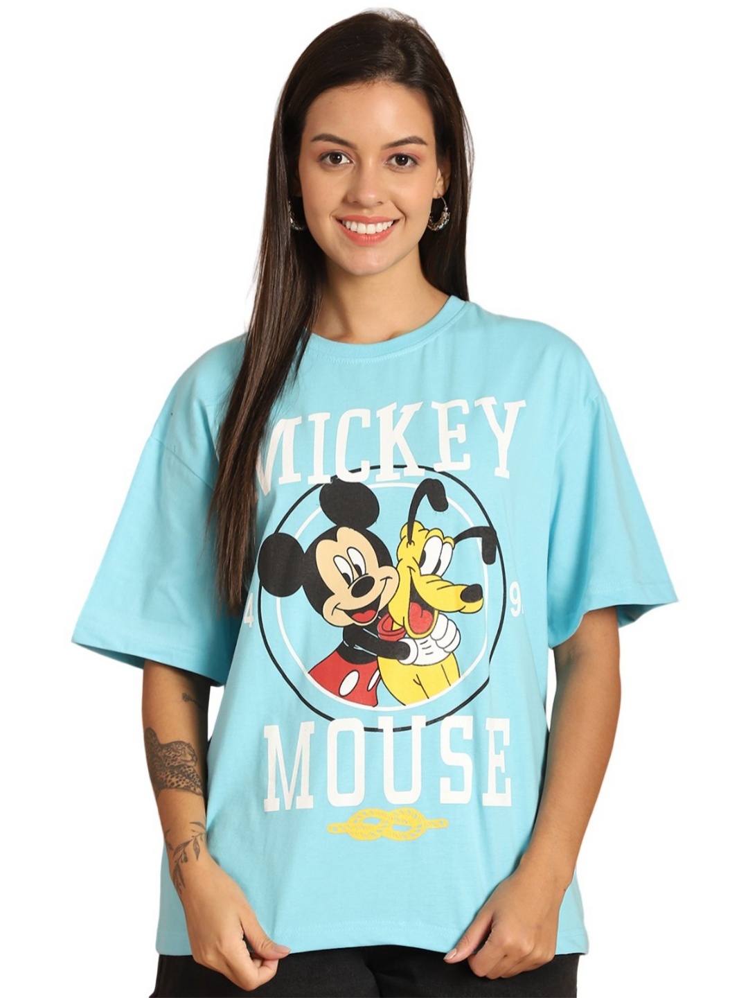 DISNEY by Dreambe Women Mickey & Friends Graphic Printed Cotton Oversized T-shirt, Blue
DISNEY by Dreambe Women Mickey & Friends Graphic Printed Cotton Oversized T-shirt, Blue