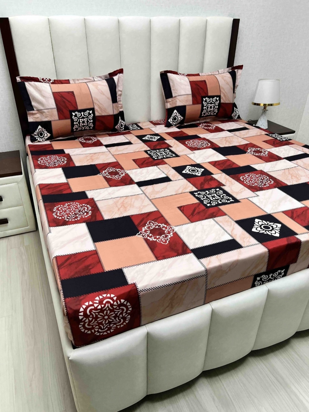 Pure Decor White Ethnic Motifs Pure Cotton 350 TC Queen Bedsheet Set 2.28 m x 2.54 m
Pure Decor White Ethnic Motifs Pure Cotton 350 TC Queen Bedsheet Set 2.28 m x 2.54 m