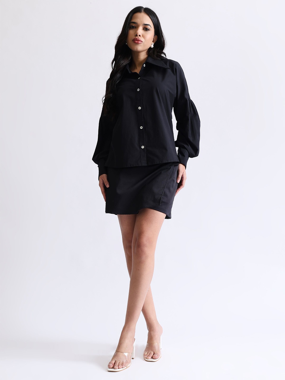 NH KAPDEWALA Women Comfort Fit Spread Collar Solid Cotton Casual Shirt, Black
NH KAPDEWALA Women Comfort Fit Spread Collar Solid Cotton Casual Shirt, Black