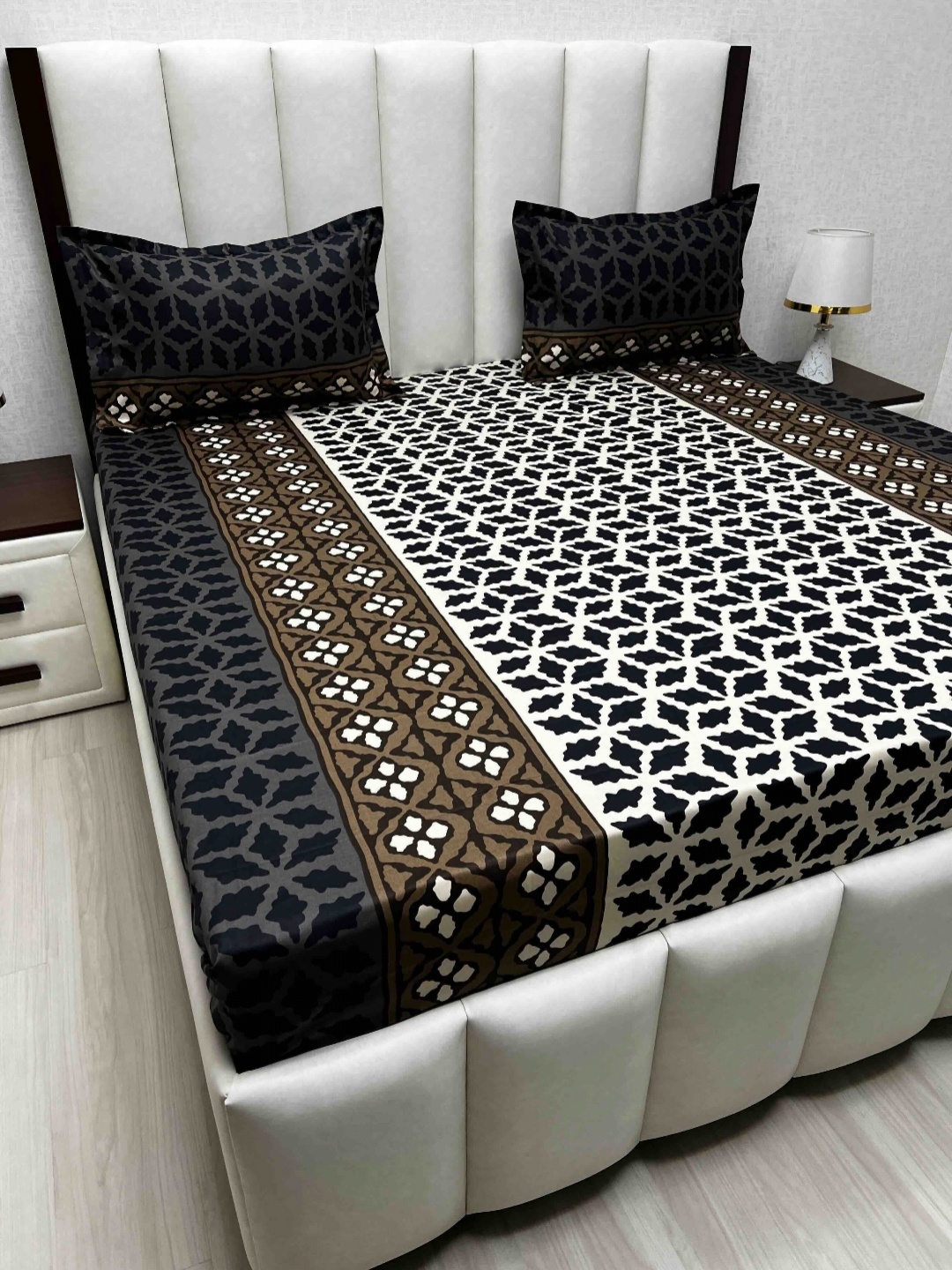 Pure Decor Passion Fur Geometric 330 TC Pure Cotton Queen Bedsheet-2.28 m x 2.54 m, Brown
Pure Decor Passion Fur Geometric 330 TC Pure Cotton Queen Bedsheet-2.28 m x 2.54 m, Brown