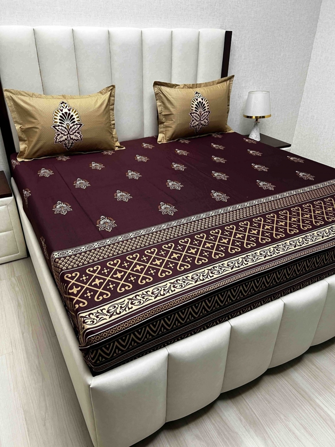 Pure Decor Maroon & Pink Ethnic Motifs 260 TC Cotton King Bedsheet Set 2.74 m x 2.74 m
Pure Decor Maroon & Pink Ethnic Motifs 260 TC Cotton King Bedsheet Set 2.74 m x 2.74 m