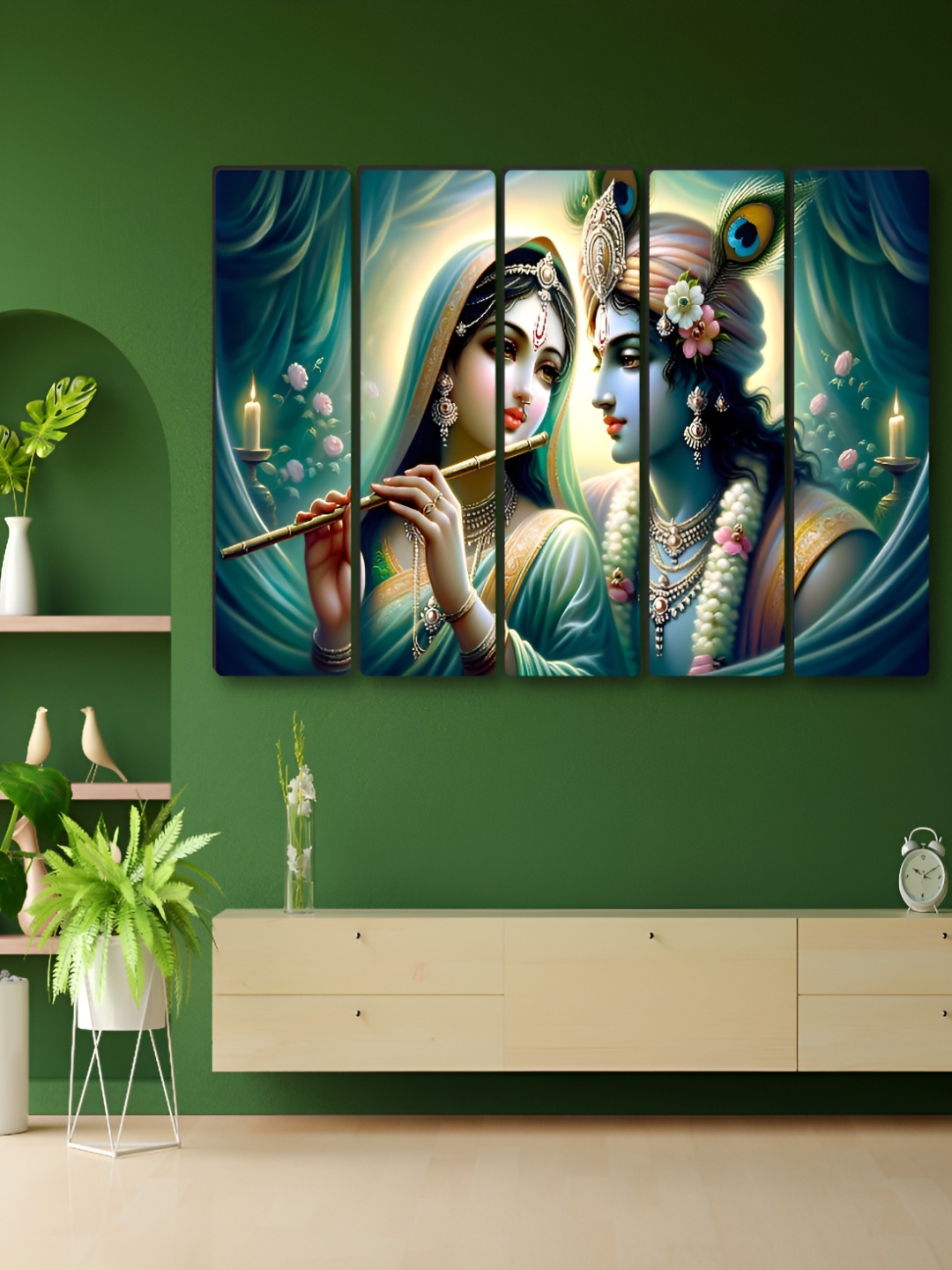 SAF Blue & Cream-Coloured 5 Pieces Radha Krishna Religious Synthetic Wood Wall Paintings
SAF Blue & Cream-Coloured 5 Pieces Radha Krishna Religious Synthetic Wood Wall Paintings