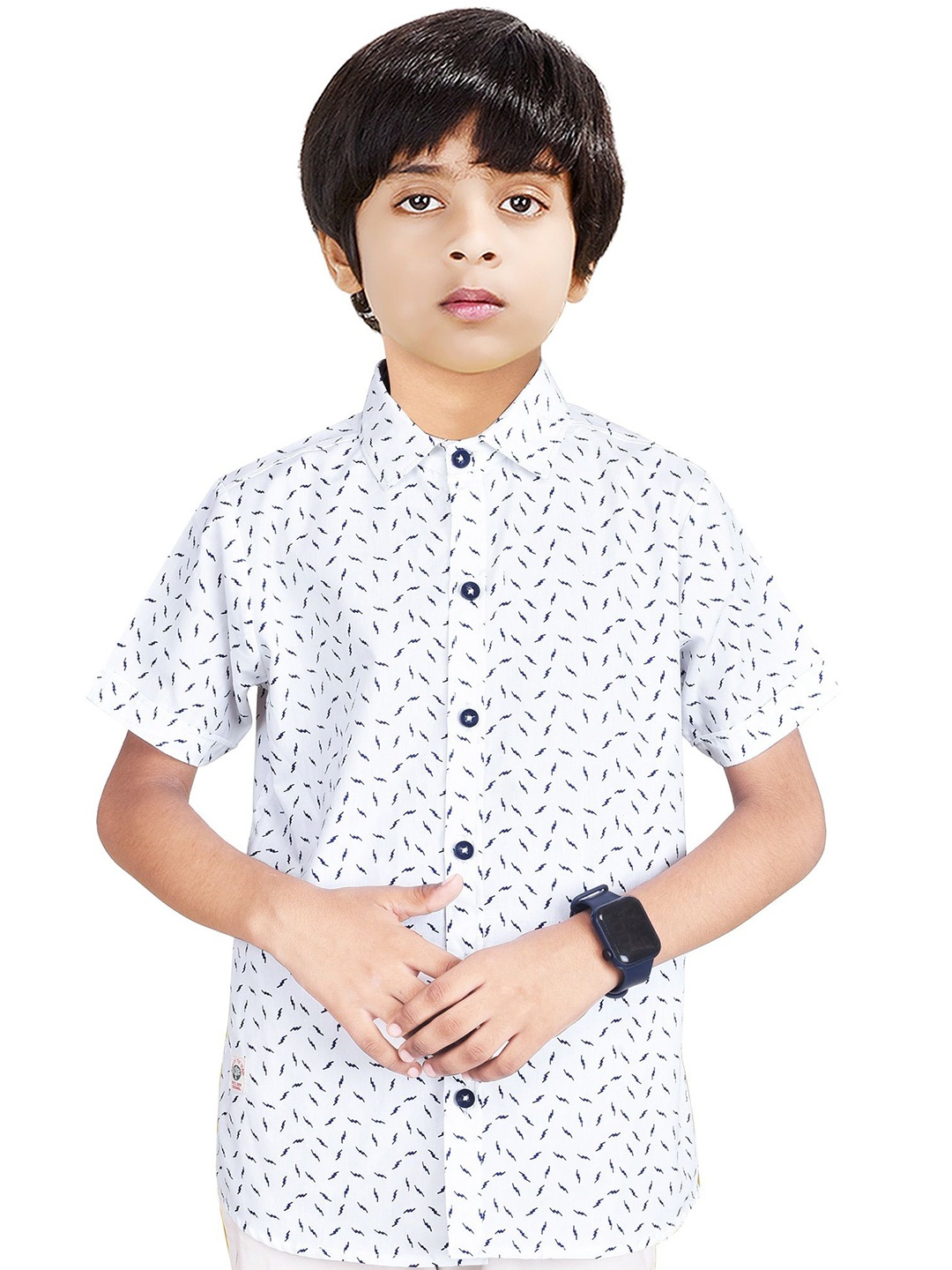 MADE IN THE SHADE Boys Spread Collar Conversational Printed Cotton Casual Shirt, White
MADE IN THE SHADE Boys Spread Collar Conversational Printed Cotton Casual Shirt, White