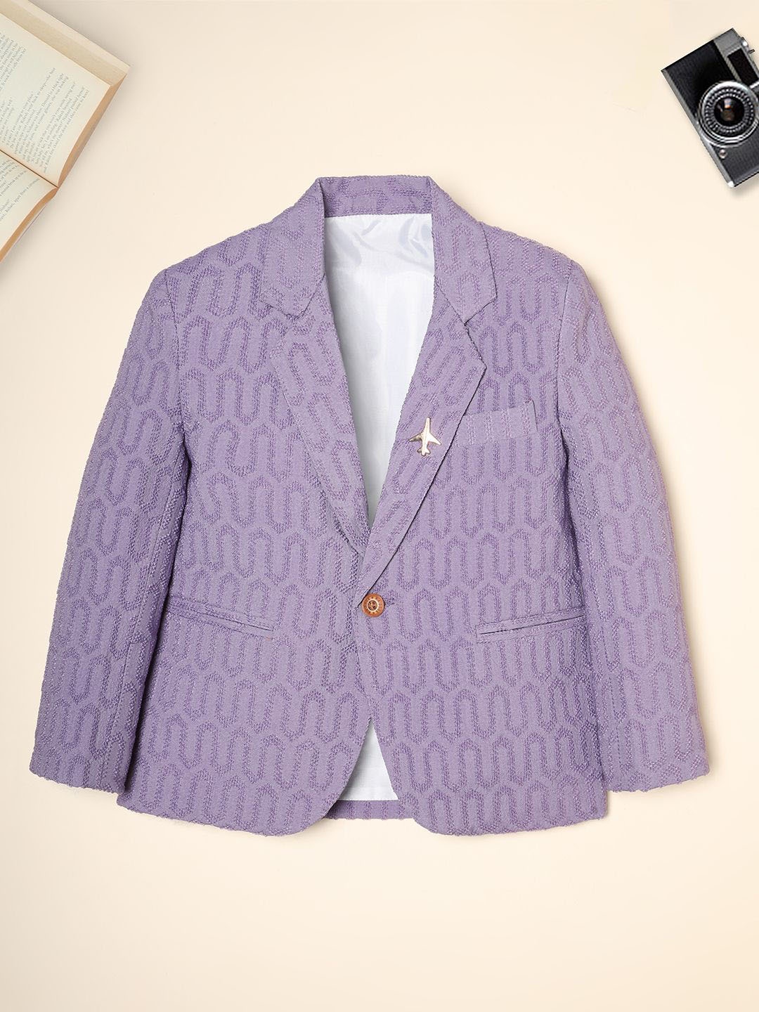 Ridokidz Boys Printed Tailored Fit Notched Lapel Collar Single Breasted Blazer, Purple
Ridokidz Boys Printed Tailored Fit Notched Lapel Collar Single Breasted Blazer, Purple