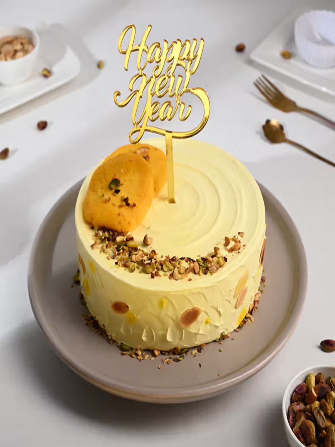 Floweraura New Year Rasmalai Fusion Flavour Eggless Round Cake With Topper 1Kg, Yellow
Floweraura New Year Rasmalai Fusion Flavour Eggless Round Cake With Topper 1Kg, Yellow