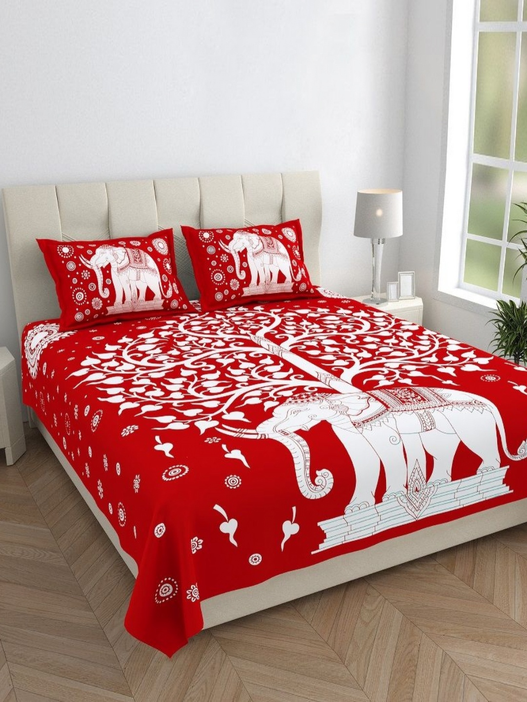 HOMELINE Red & White Graphic Cotton 144 TC Double Queen Bedsheet Set-2.35 m x 2.15 m
HOMELINE Red & White Graphic Cotton 144 TC Double Queen Bedsheet Set-2.35 m x 2.15 m