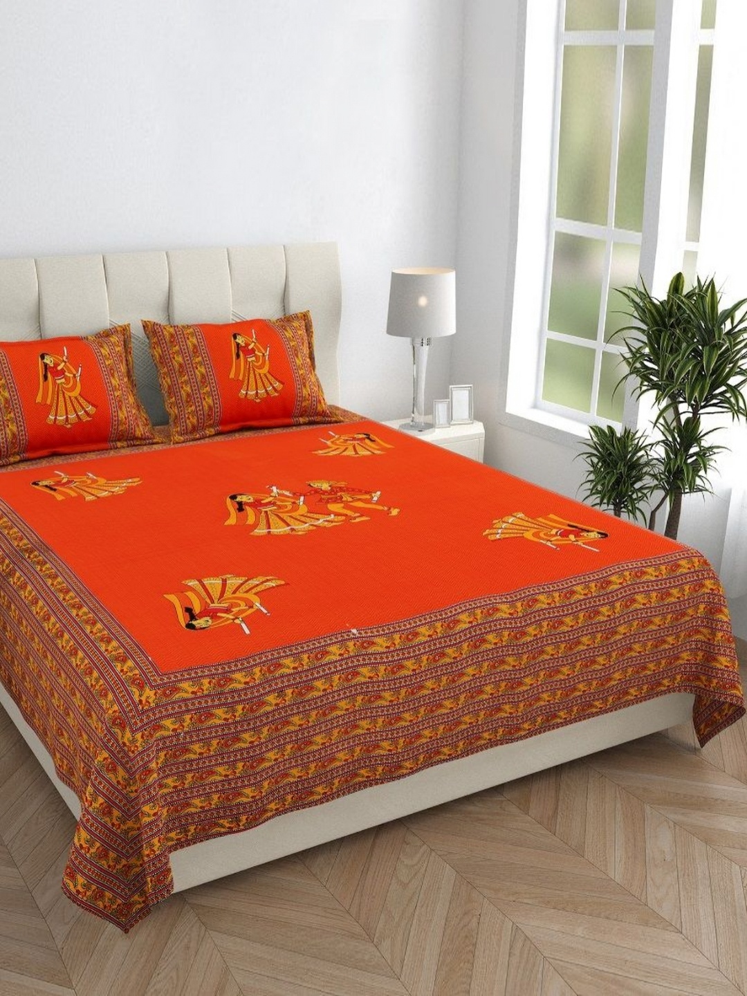 HOMELINE Orange & Yellow Ethnic Cotton 144 TC Double Queen Bedsheet Set-2.35 m x 2.15 m
HOMELINE Orange & Yellow Ethnic Cotton 144 TC Double Queen Bedsheet Set-2.35 m x 2.15 m