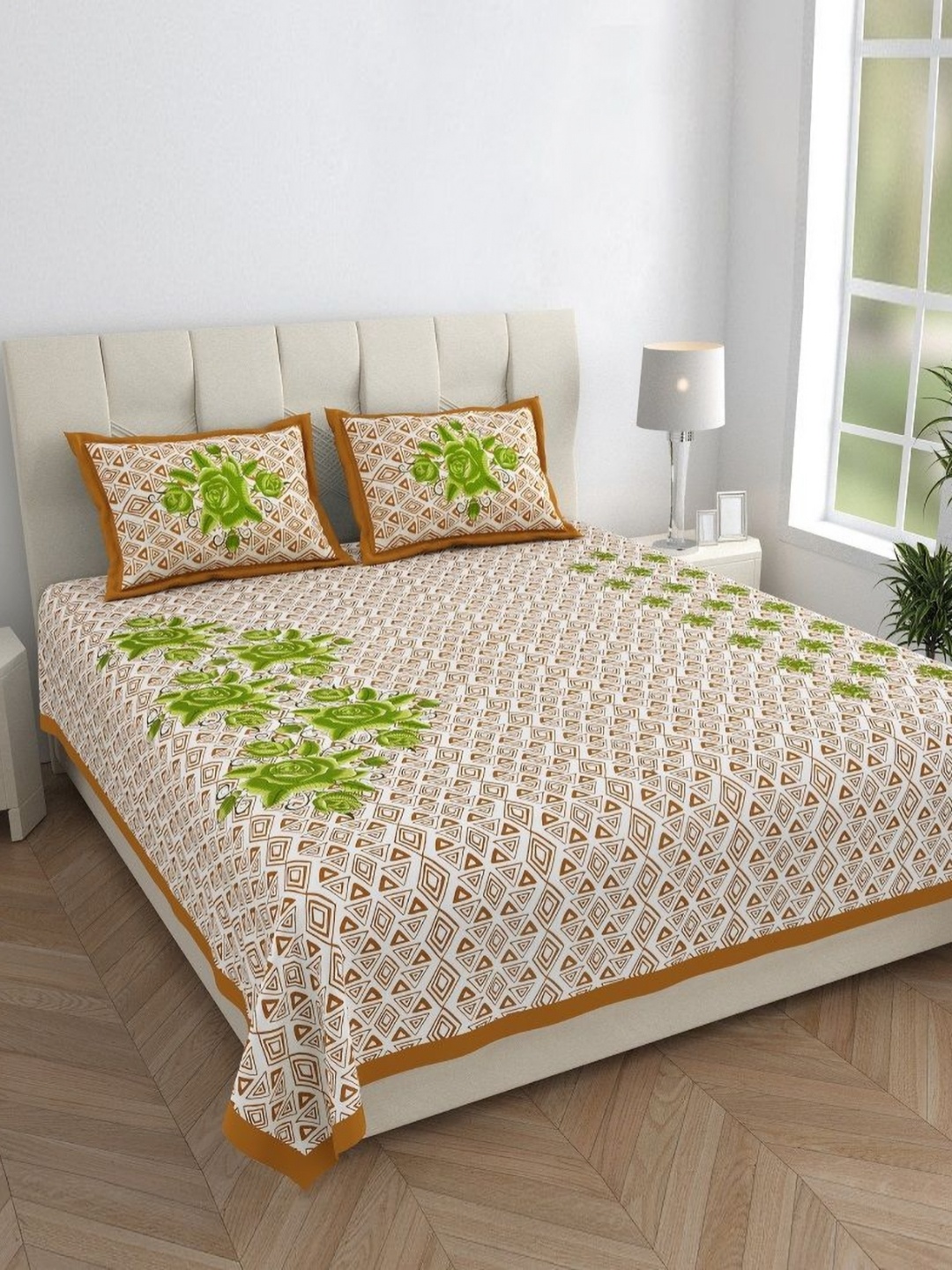 HOMELINE White & Brown Floral Cotton 144 TC Double Queen Bedsheet Set-2.35 m x 2.15 m
HOMELINE White & Brown Floral Cotton 144 TC Double Queen Bedsheet Set-2.35 m x 2.15 m