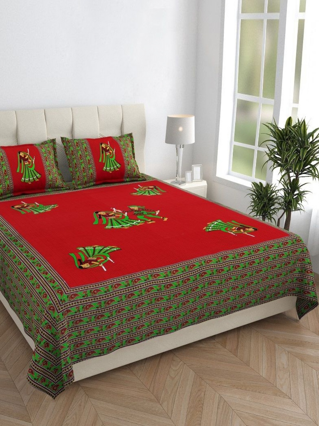 HOMELINE Maroon & Green Ethnic Cotton 144 TC Double Queen Bedsheet Set-2.35 m x 2.15 m
HOMELINE Maroon & Green Ethnic Cotton 144 TC Double Queen Bedsheet Set-2.35 m x 2.15 m