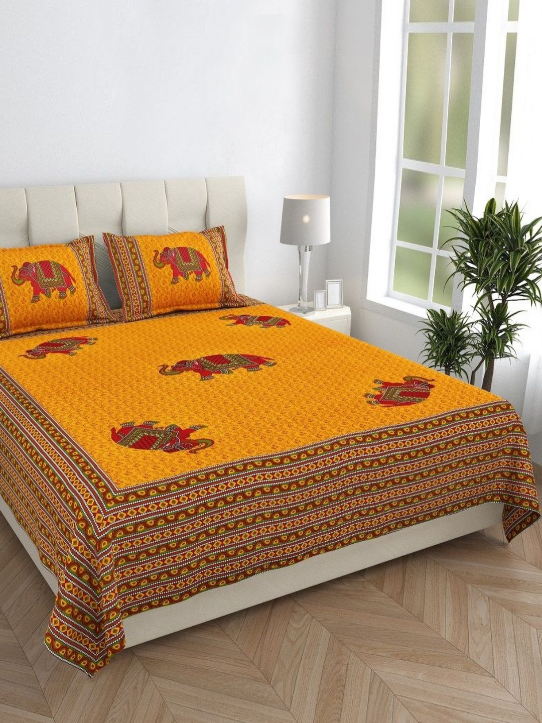 HOMELINE Yellow & White Graphic Cotton 144 TC Double Queen Bedsheet Set-2.35 m x 2.15 m
HOMELINE Yellow & White Graphic Cotton 144 TC Double Queen Bedsheet Set-2.35 m x 2.15 m