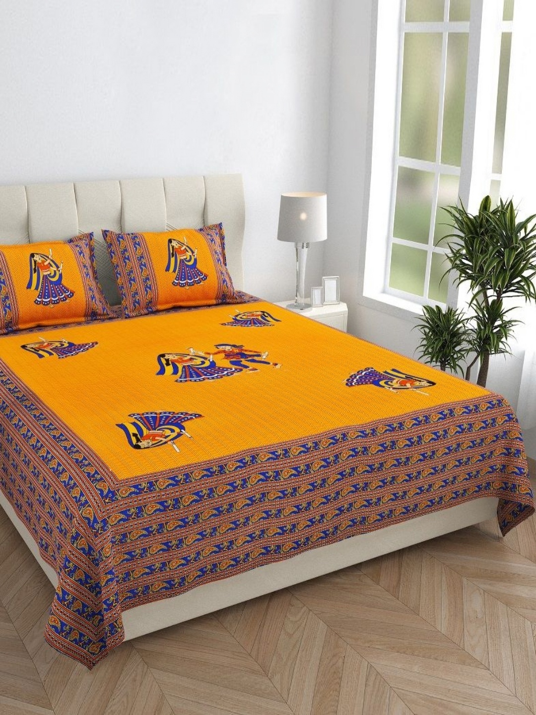 HOMELINE Blue & Yellow Ethnic Cotton 144 TC Double Queen Bedsheet Set-2.35 m x 2.15 m
HOMELINE Blue & Yellow Ethnic Cotton 144 TC Double Queen Bedsheet Set-2.35 m x 2.15 m