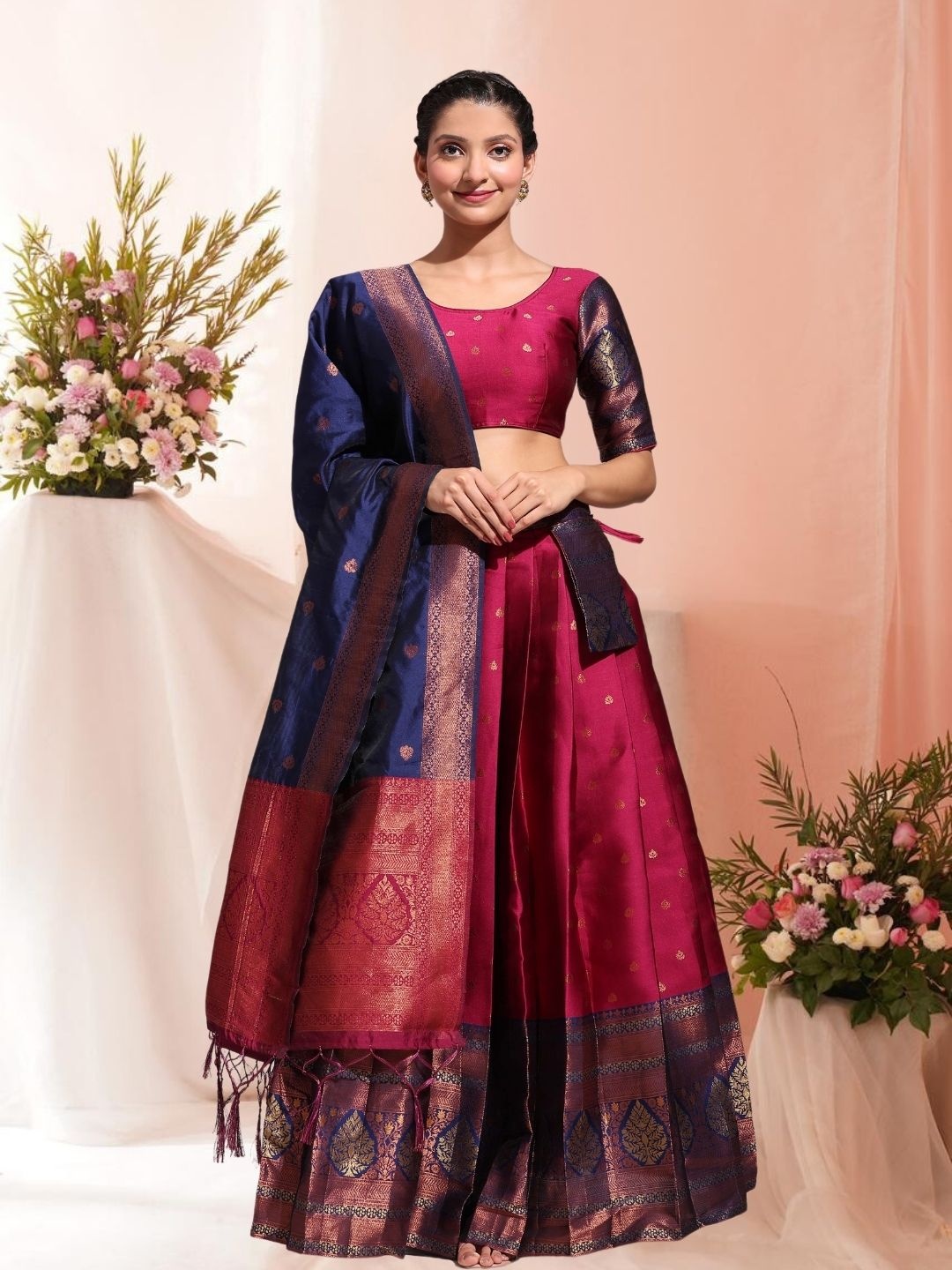 KAZIA Woven Design Zari Work Semi-Stitched Lehenga & Unstitched Blouse With Dupatta, Pink
KAZIA Woven Design Zari Work Semi-Stitched Lehenga & Unstitched Blouse With Dupatta, Pink