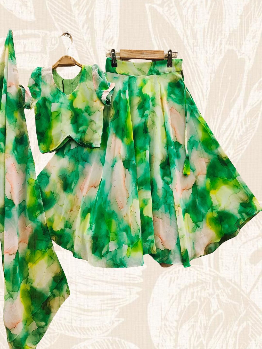 BAESD Girls Printed Mukaish Tie and Dye Ready to Wear Lehenga & Blouse With Dupatta, Green
BAESD Girls Printed Mukaish Tie and Dye Ready to Wear Lehenga & Blouse With Dupatta, Green